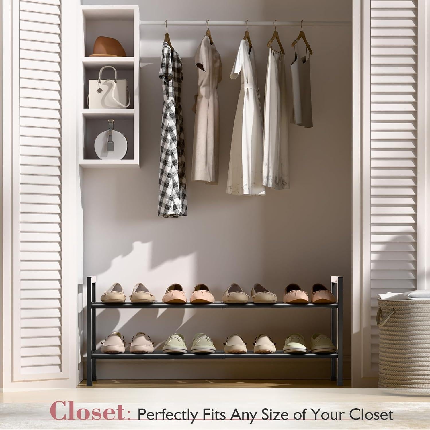 Estante para Zapatos Expandible Bumusty 2 Niveles Ajustable 46-84 cm