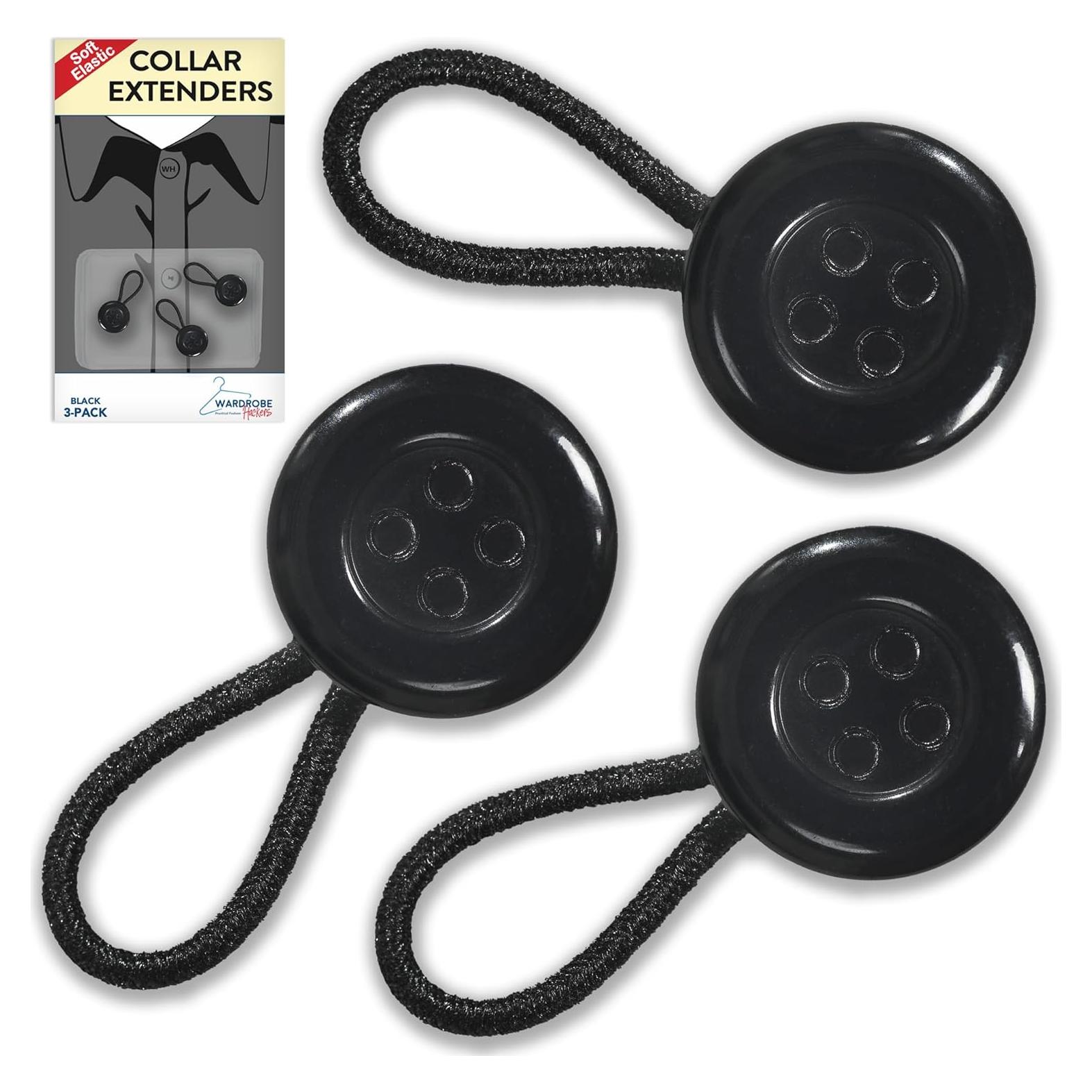 Extensores de Collar para Camisas de Hombre - 3 Piezas Negras