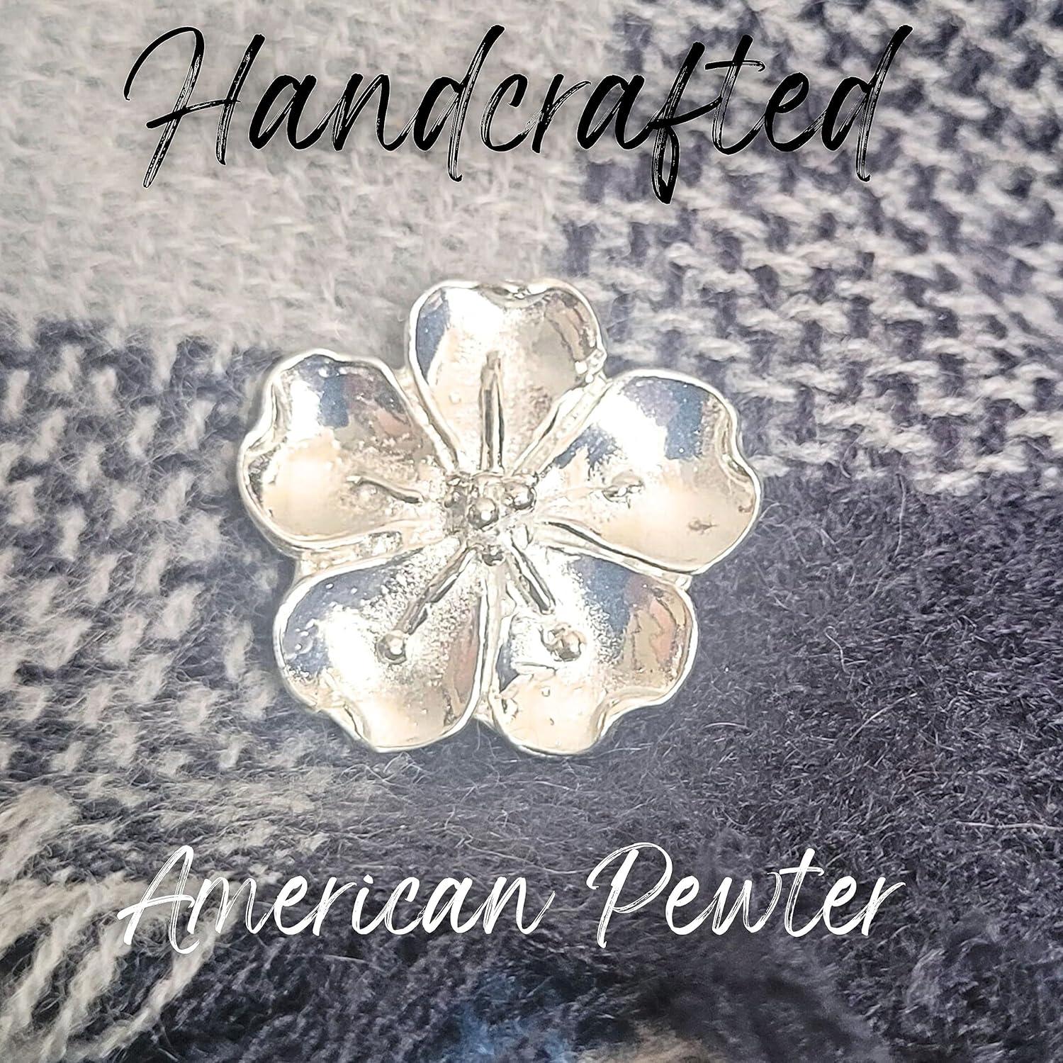Pin de Bufanda Flor de Cerezo Pewter Hecho a Mano 3.18cm