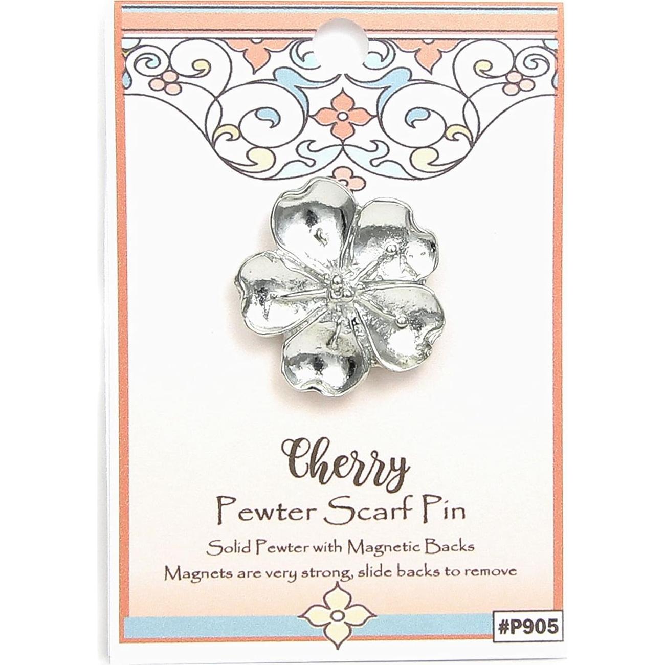 Pin de Bufanda Flor de Cerezo Pewter Hecho a Mano 3.18cm