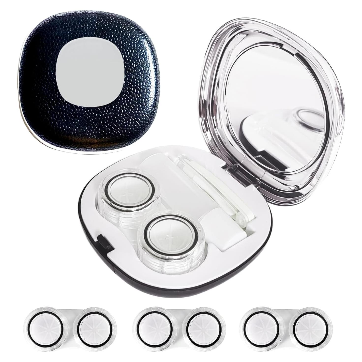 Kit Estuche Lentes de Contacto Paper Pig Negro 4 Piezas