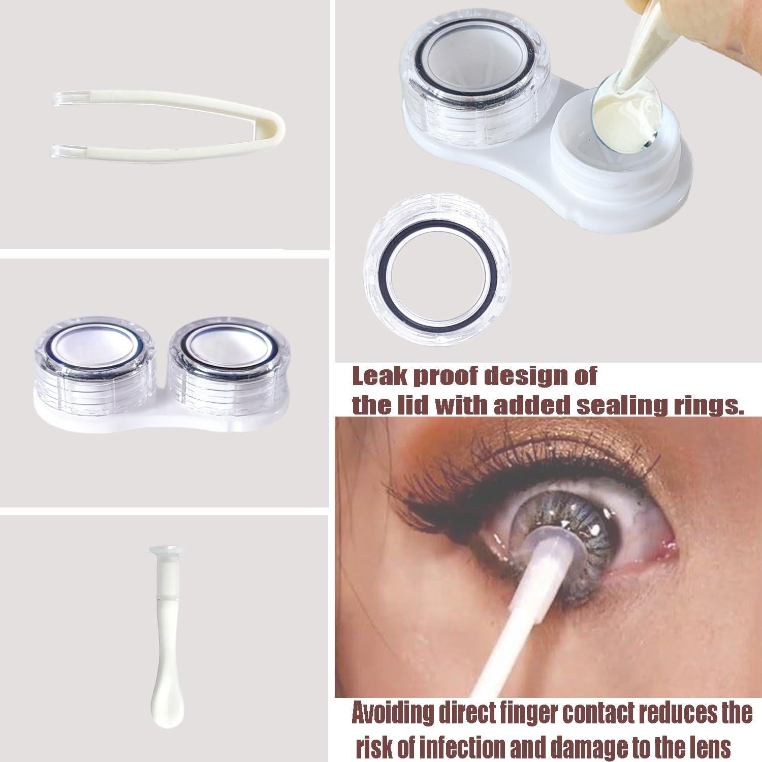 Kit Estuche Lentes de Contacto Paper Pig Negro 4 Piezas