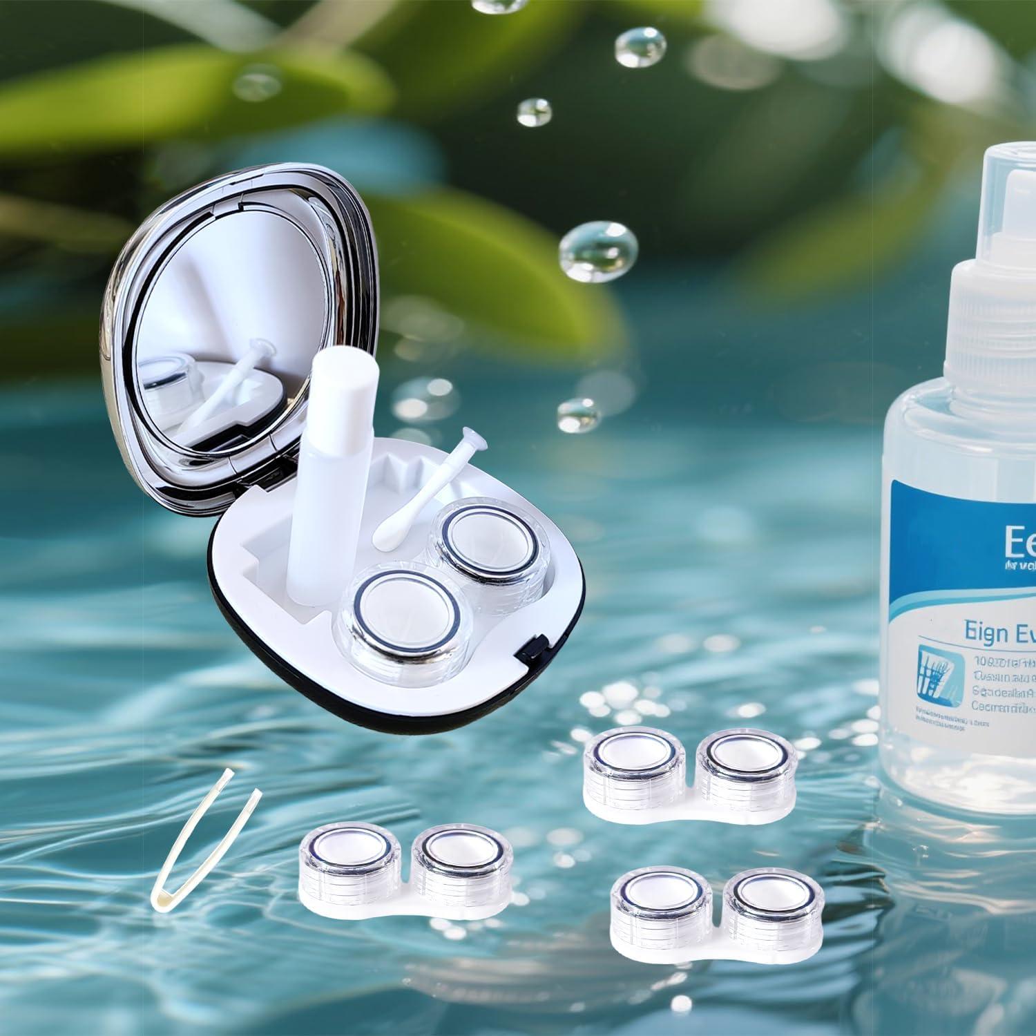 Kit Estuche Lentes de Contacto Paper Pig Negro 4 Piezas