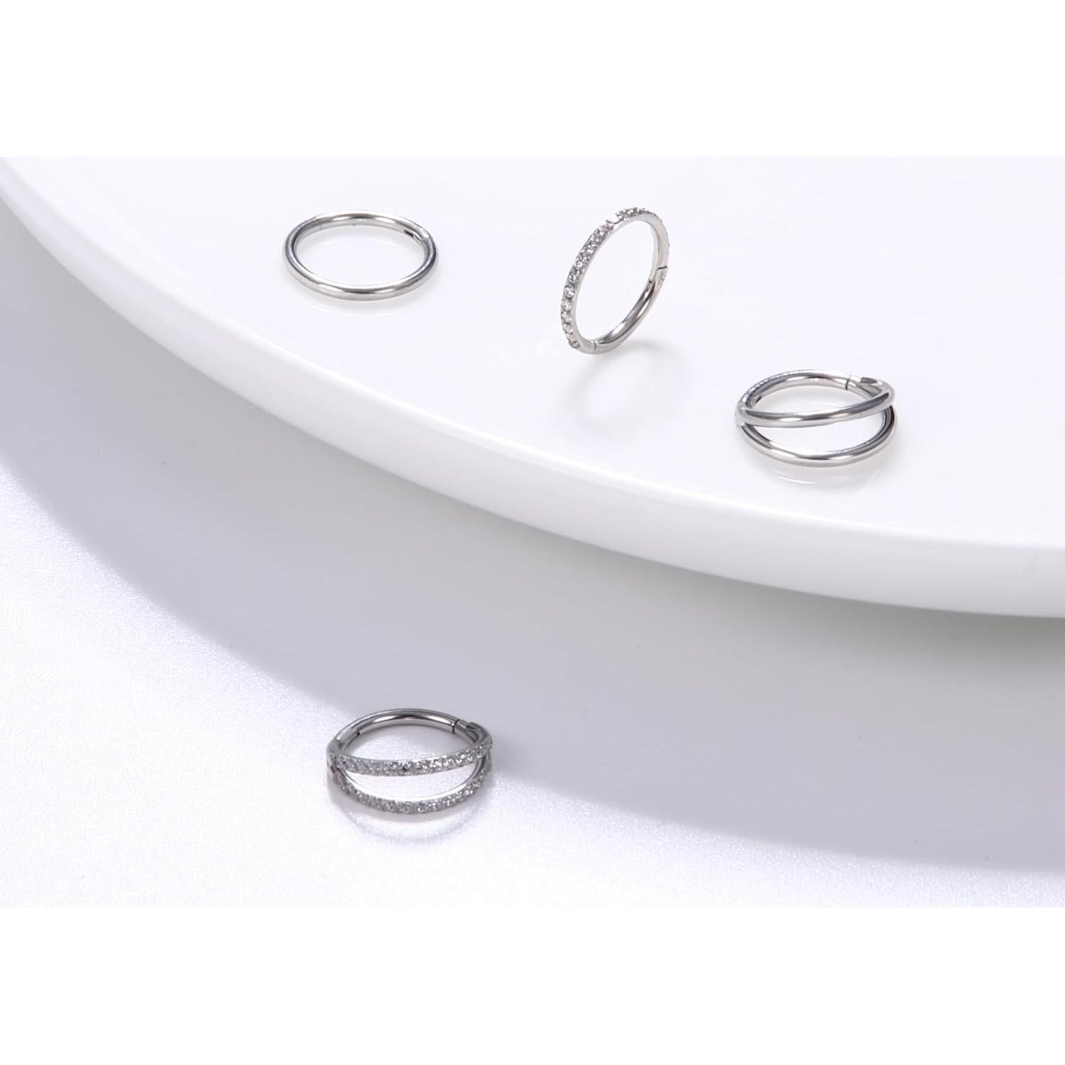 Aros Nasales Dochais 4PCS Acero Quirúrgico 10mm 16G