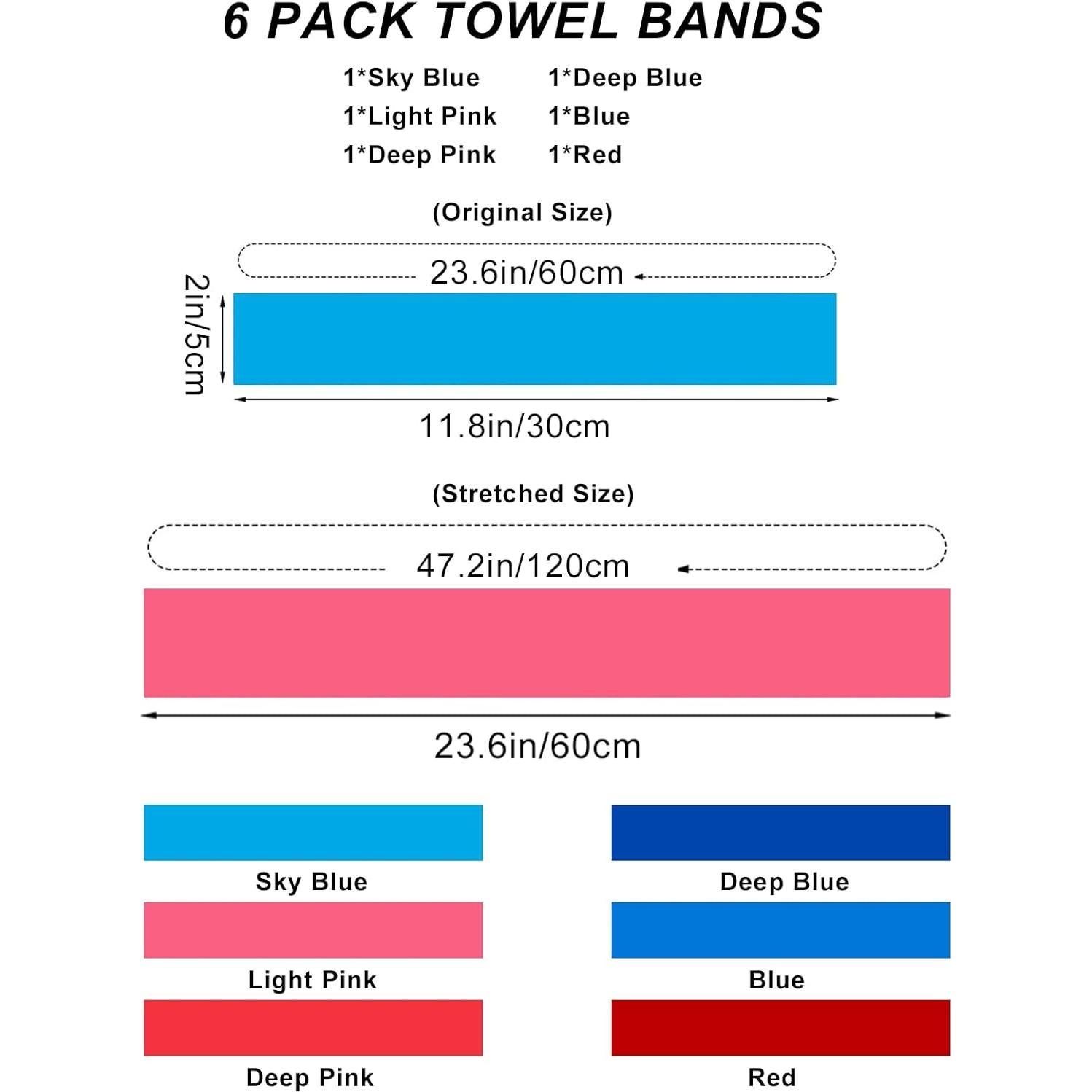 Paquete de 6 bandas para toallas Matenf, elásticas y a prueba de viento