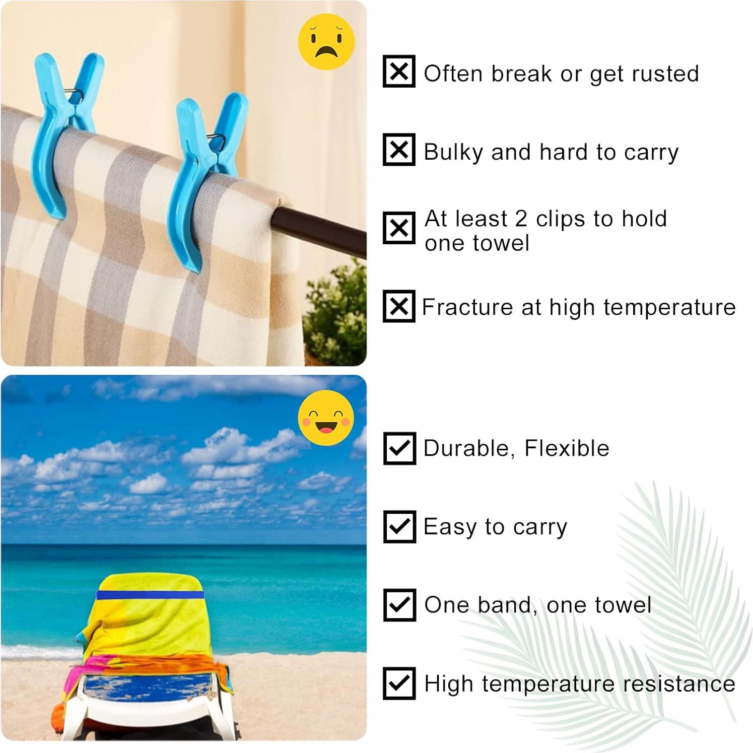 Paquete de 6 bandas para toallas Matenf, elásticas y a prueba de viento