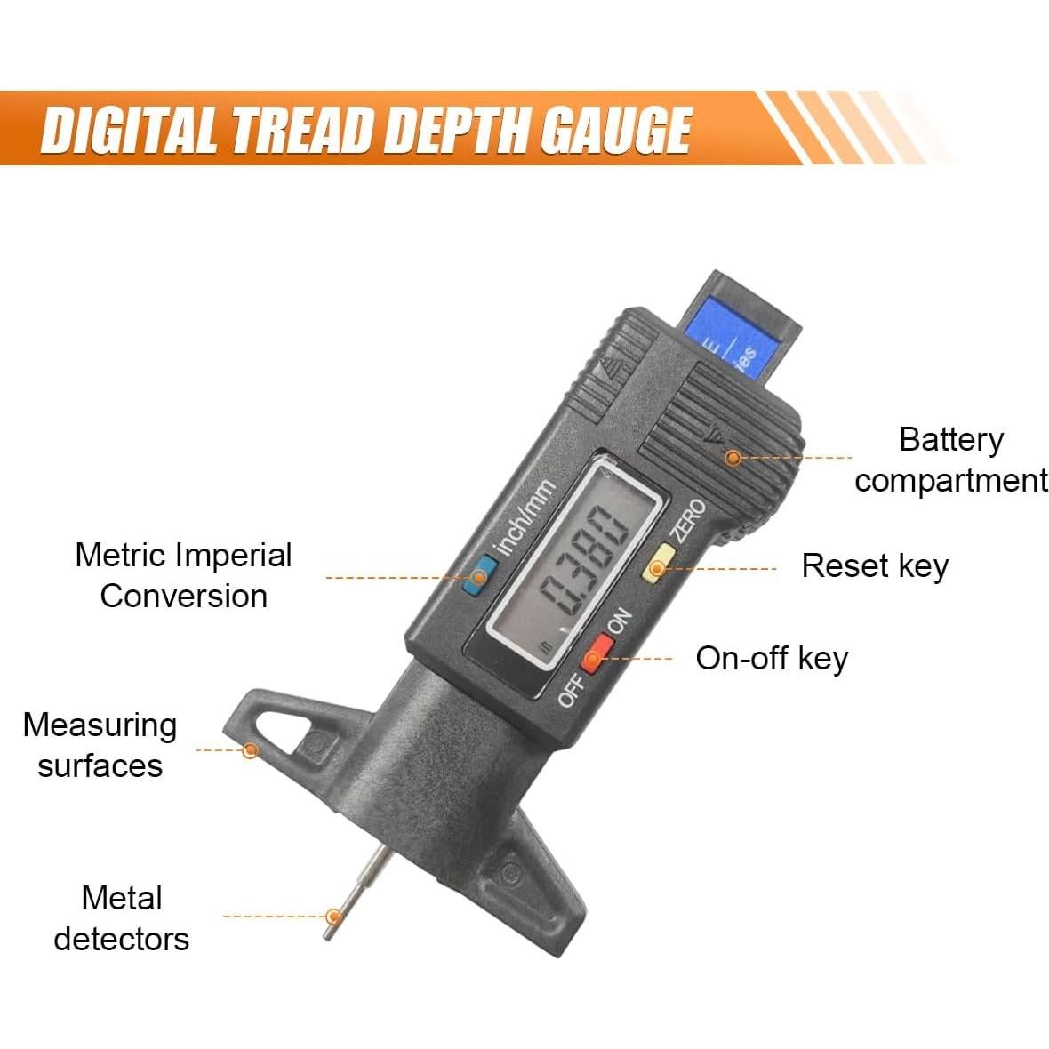 Medidor de Profundidad de Banda de Rodadura ZIMISI Digital 0-25.4mm