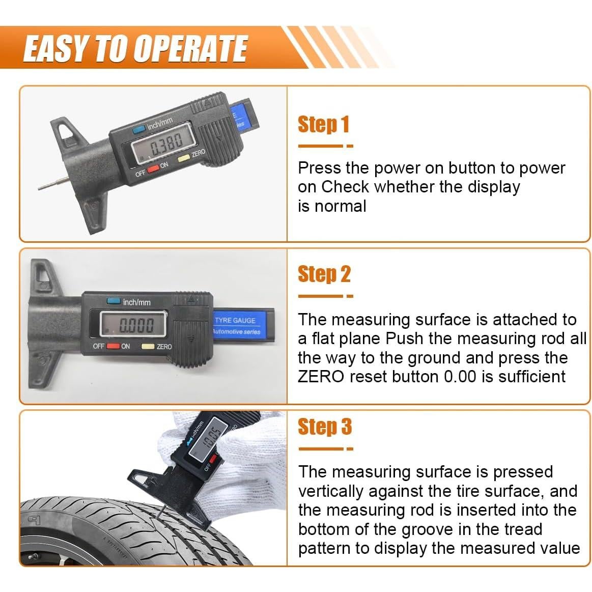 Medidor de Profundidad de Banda de Rodadura ZIMISI Digital 0-25.4mm