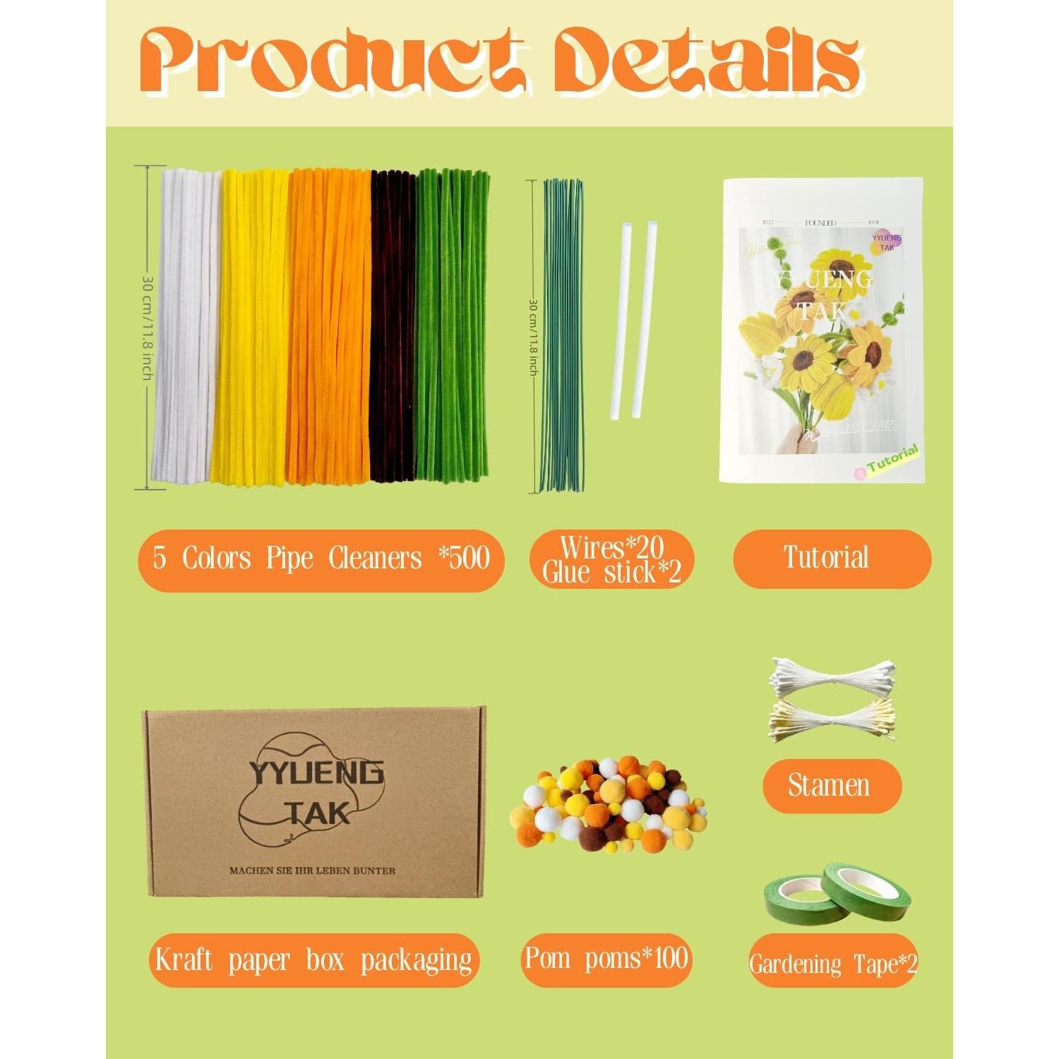 Kit de Manualidades de Limpiapipas YYUENGTAK 500 Pcs