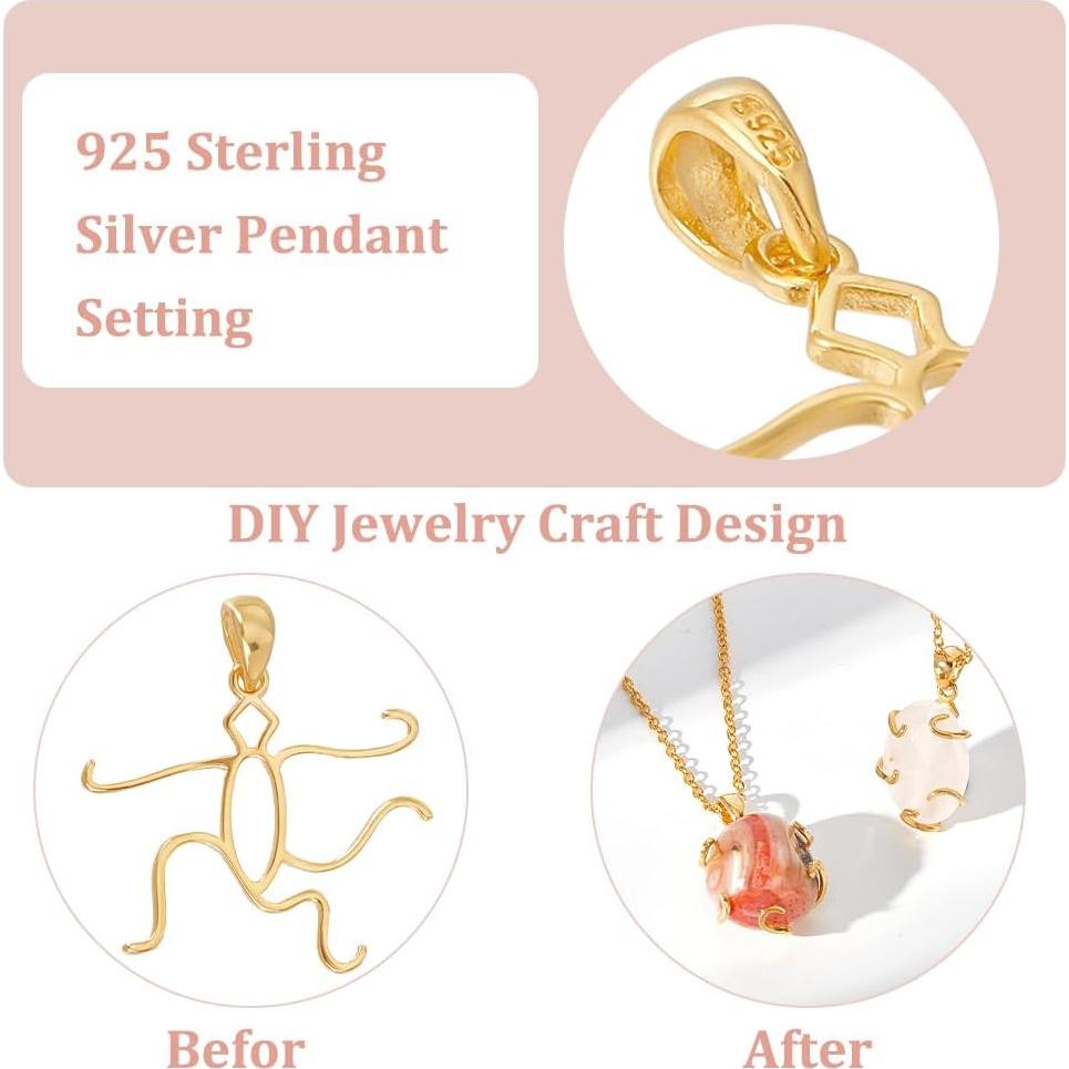 Colgante Vacío 5 Garras Prong BENECREAT Plata Esterlina 925