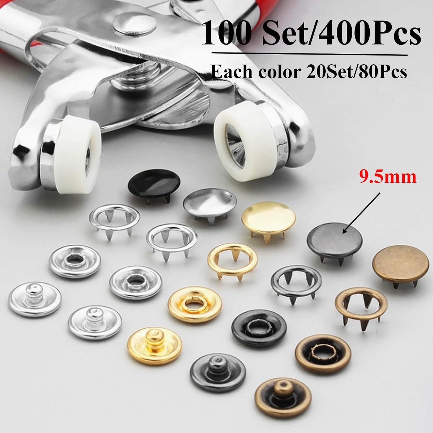 Kit de Broches de Metal MIFOLEU 100 Conjuntos 9.5mm para Manualidades