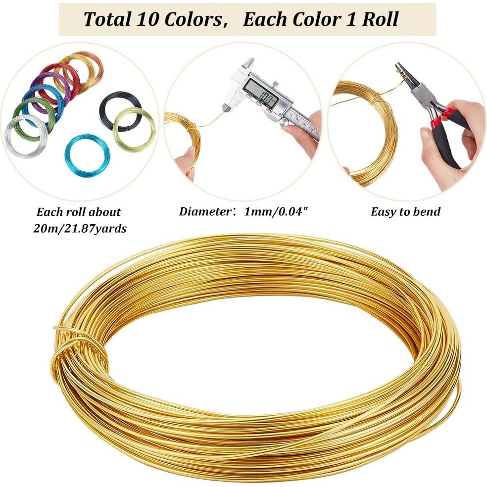 Alambre de Aluminio 1mm PH PandaHall 10 Colores 198 Metros