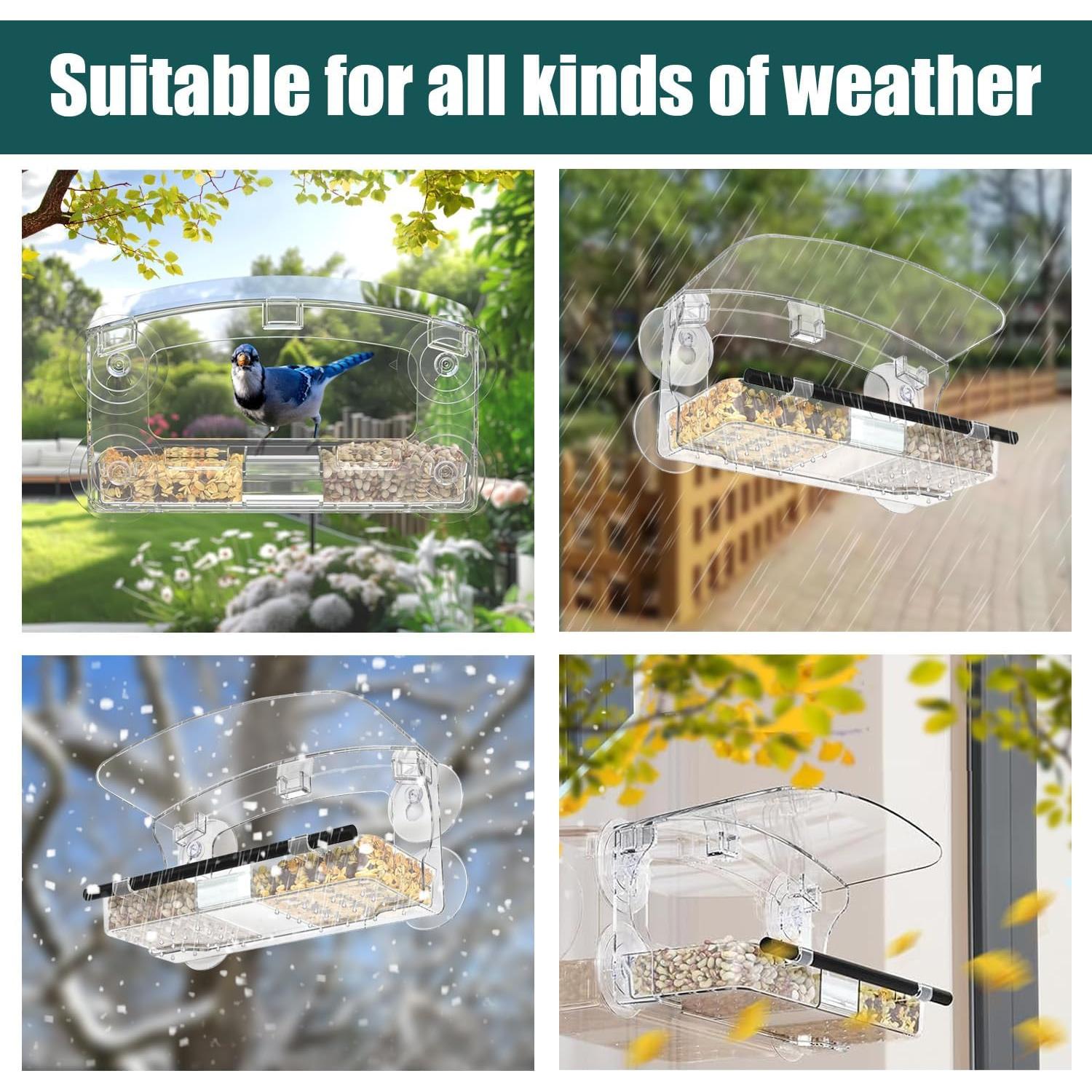 Comedero para Aves de Ventana WLLKOO 2 Paquetes con Ventosas