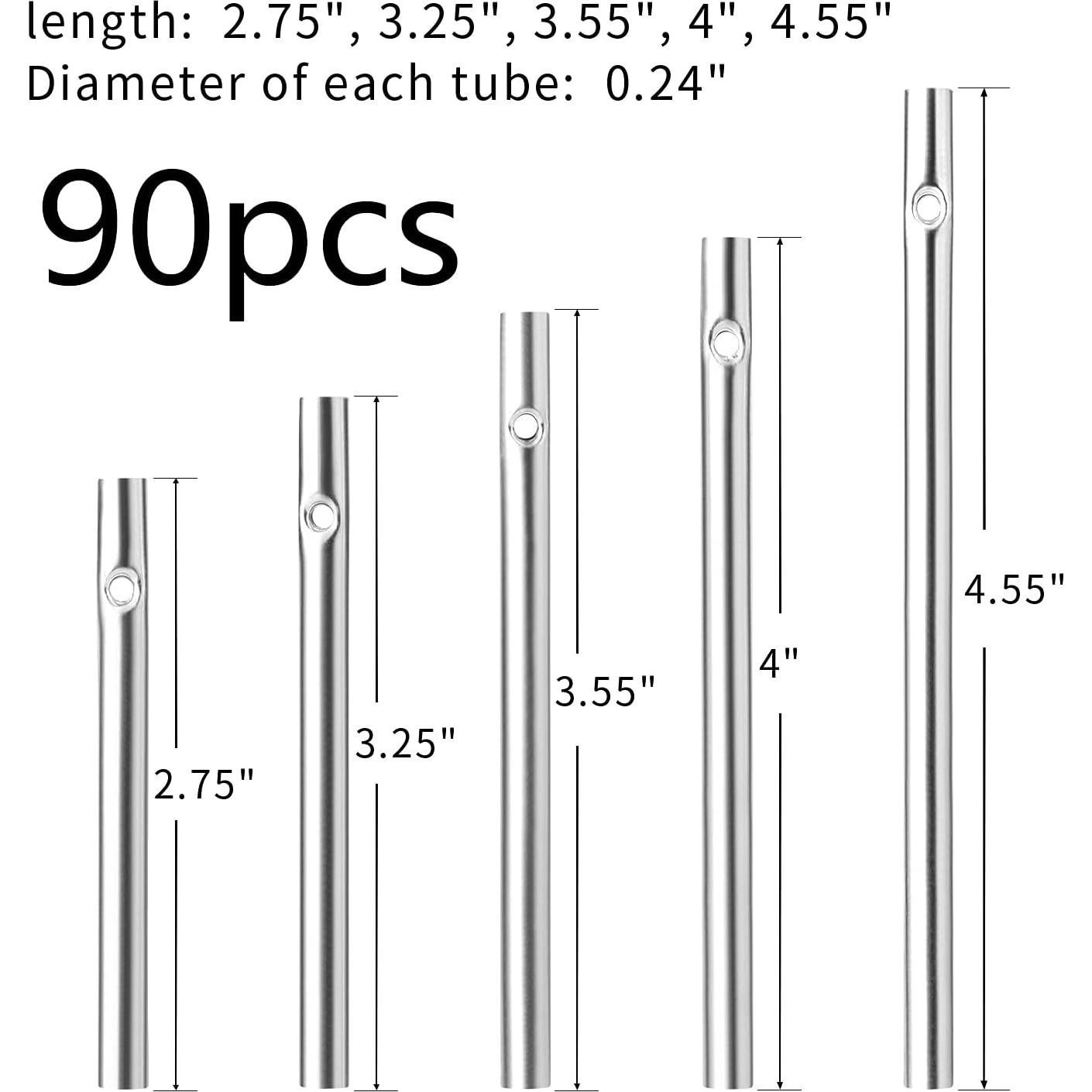 90 Tubos de Campana de Viento Sansheng para Jardín - Plata