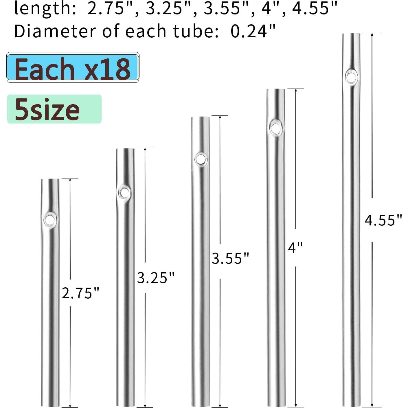 90 Tubos de Campana de Viento Sansheng para Jardín - Plata