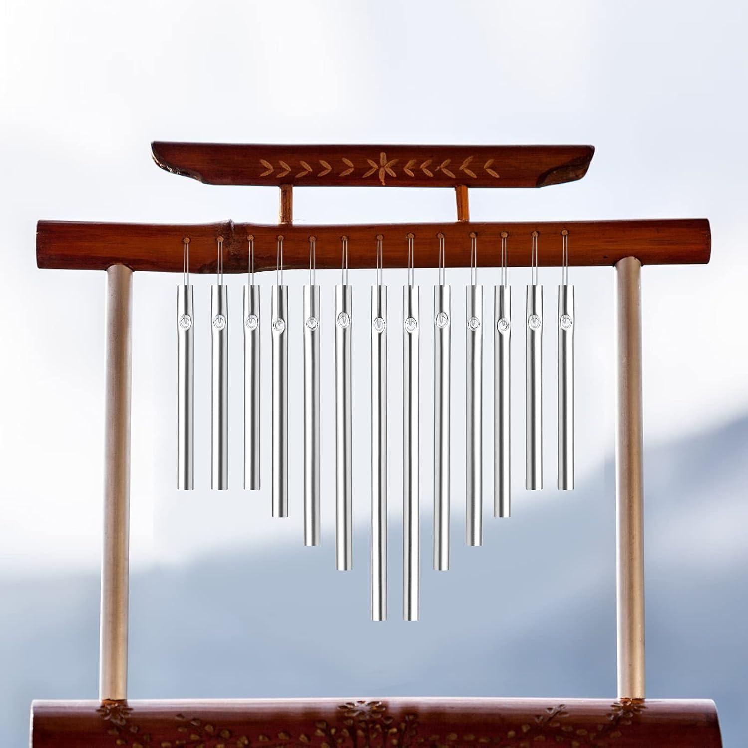 90 Tubos de Campana de Viento Sansheng para Jardín - Plata