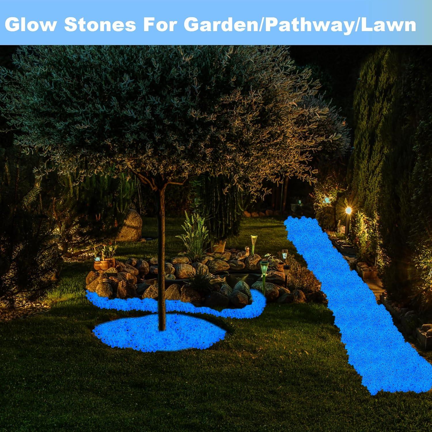 300 Piedras Brillantes Luminiscentes Azul - Decoración Jardín
