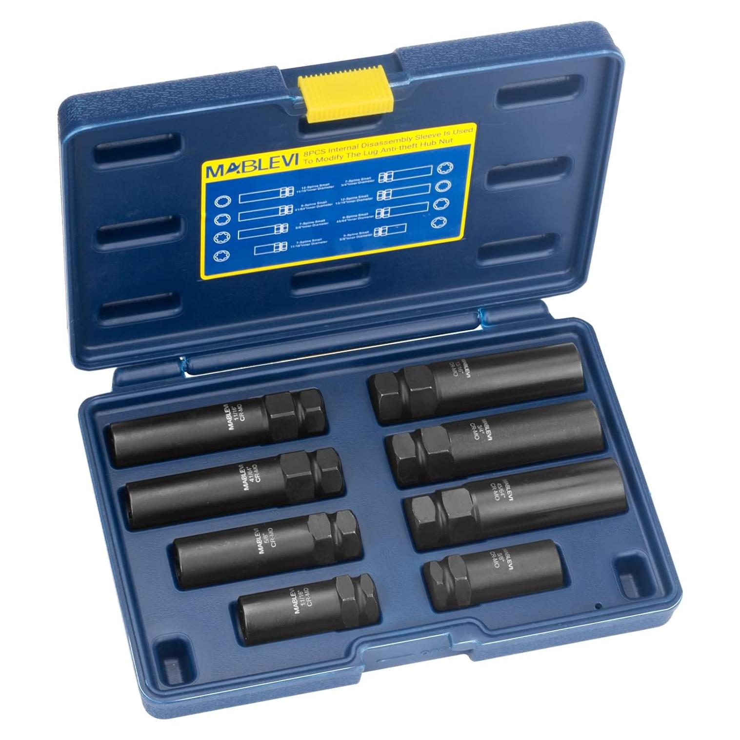 Kit de Llaves de Bloqueo de Ruedas MABLEVI 8 Piezas 20.6-22.2 mm