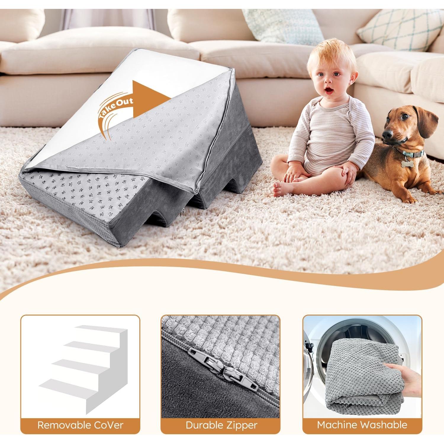 Escalera para Perros Heeyoo 4 Pasos Espuma Antideslizante 45.72 cm