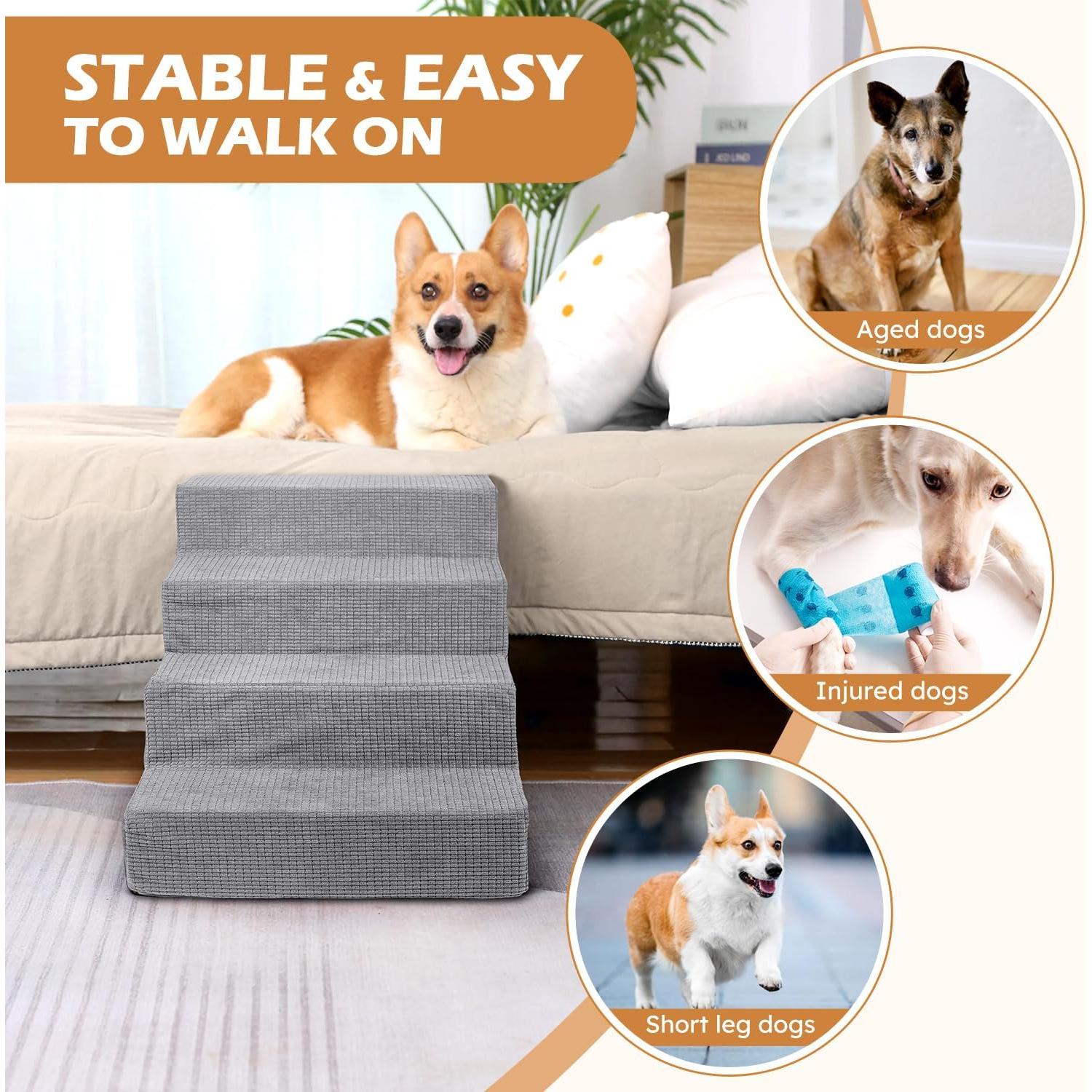 Escalera para Perros Heeyoo 4 Pasos Espuma Antideslizante 45.72 cm
