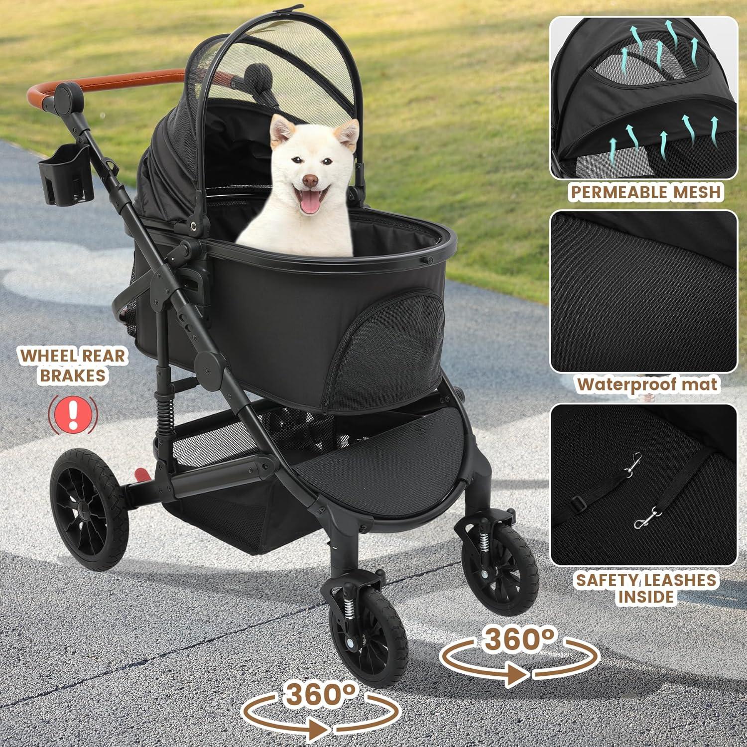 Carrito para Mascotas Bicystar Plegable 22.68 kg Negro