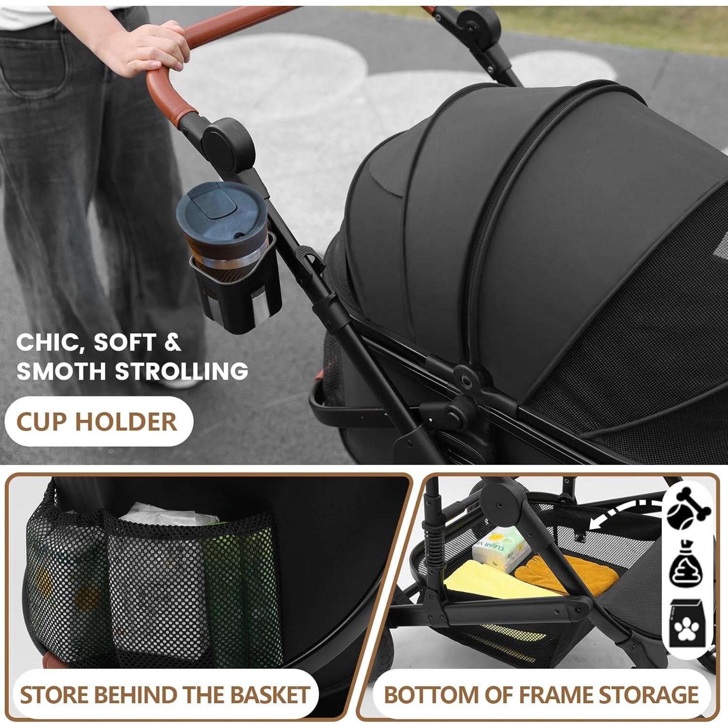 Carrito para Mascotas Bicystar Plegable 22.68 kg Negro