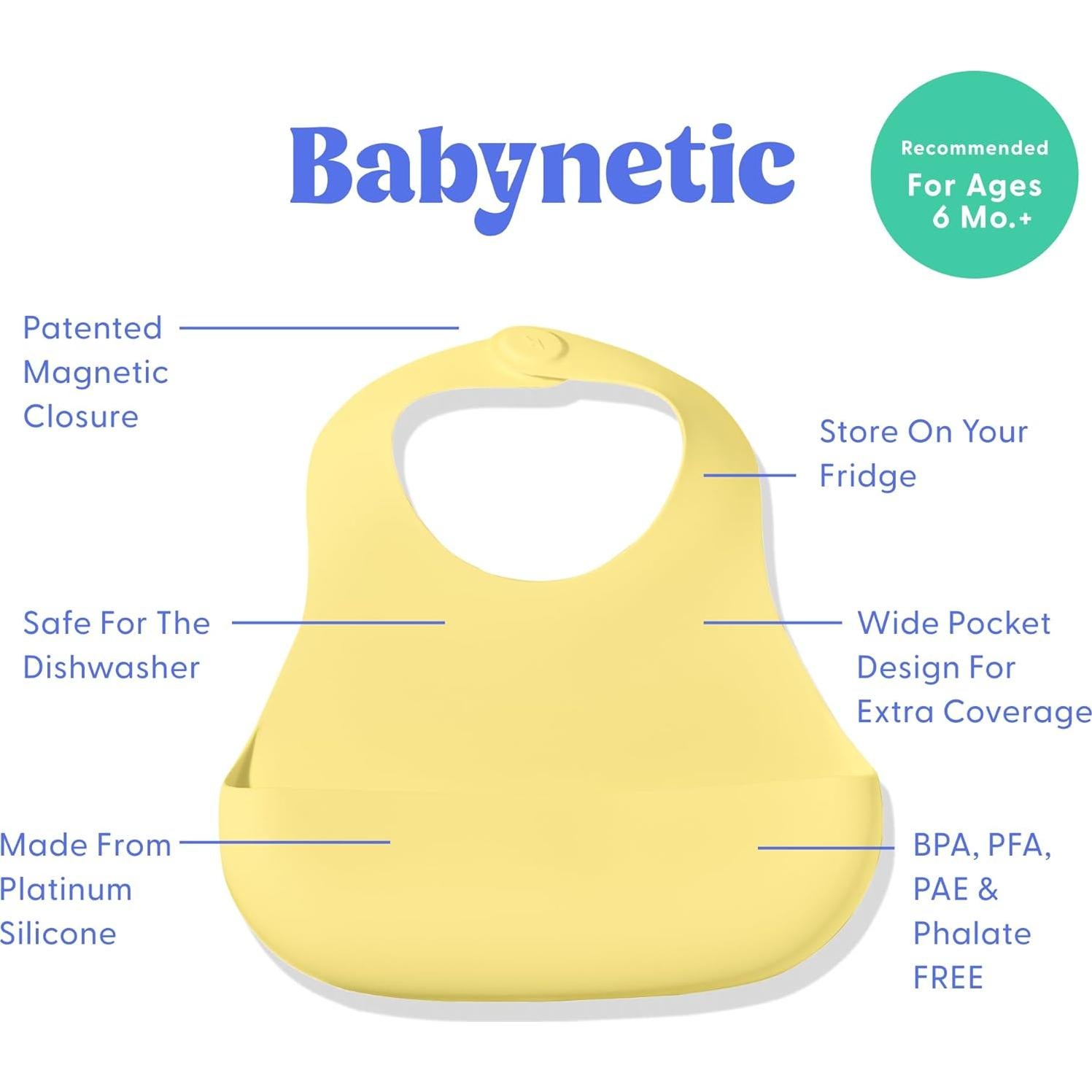 Babero de Silicona Magnético - Impermeable y Libre de BPA