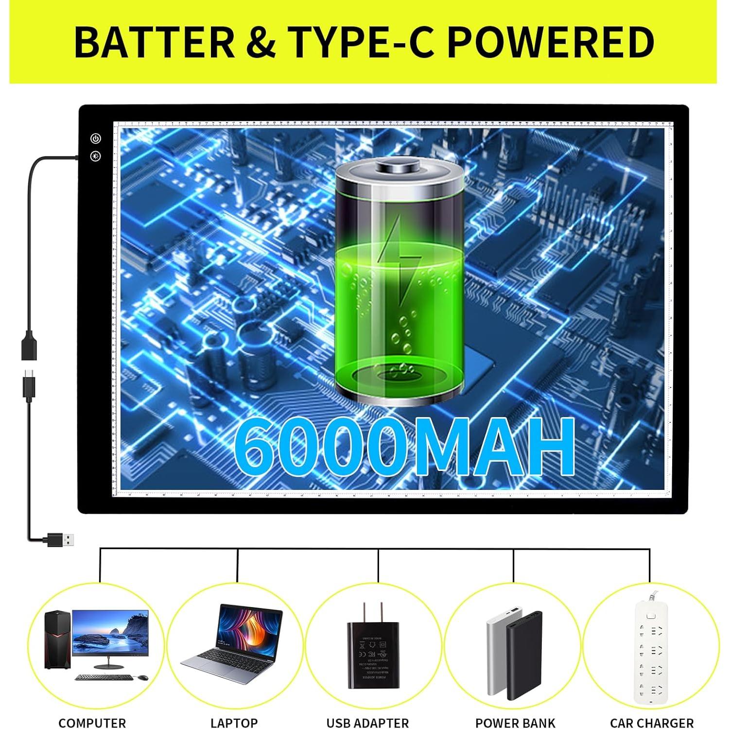Panel de Luz Recargable YINGWOND A1 90x60cm 3 Modos 6 Niveles