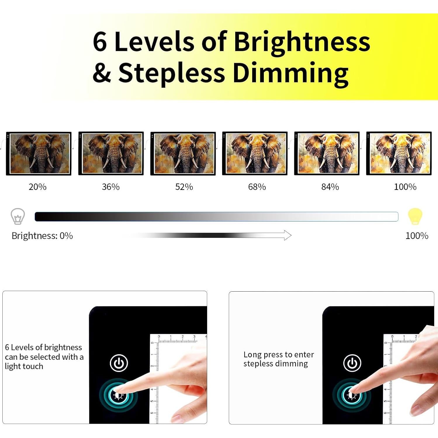 Panel de Luz Recargable YINGWOND A1 90x60cm 3 Modos 6 Niveles