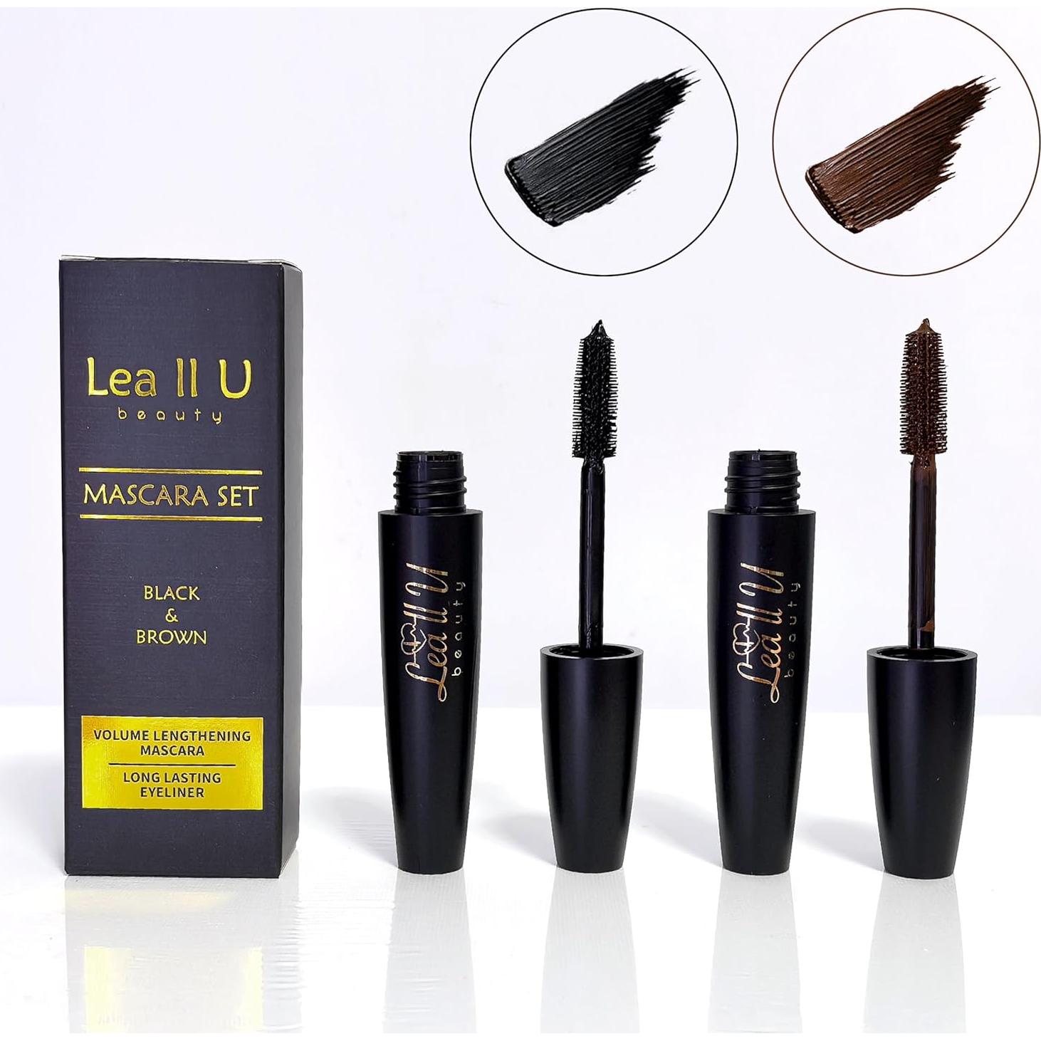 Set de Máscaras Lea ll U 2 Piezas Volumen Alto Marrón y Negro