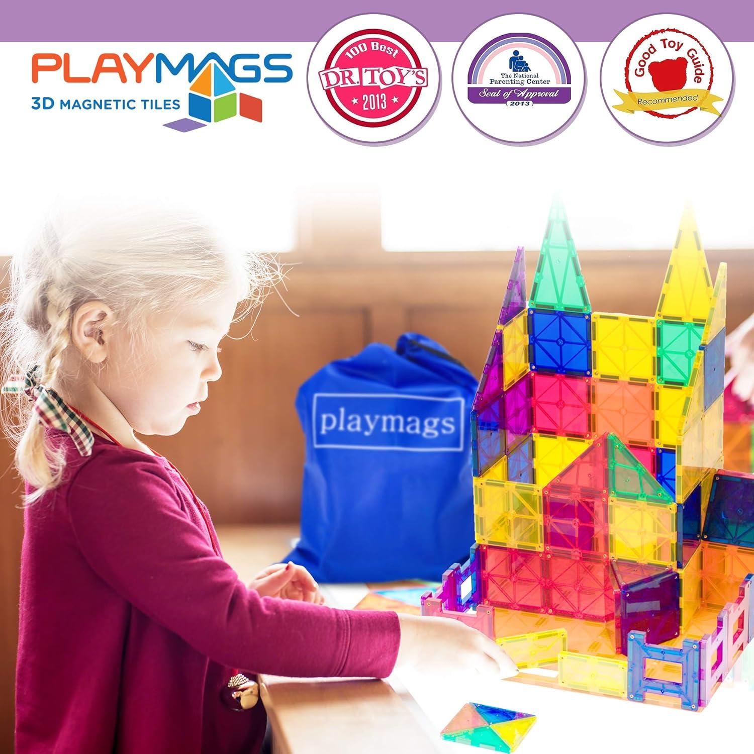 Juego de Azulejos Magnéticos Playmags 55 Piezas con Coches