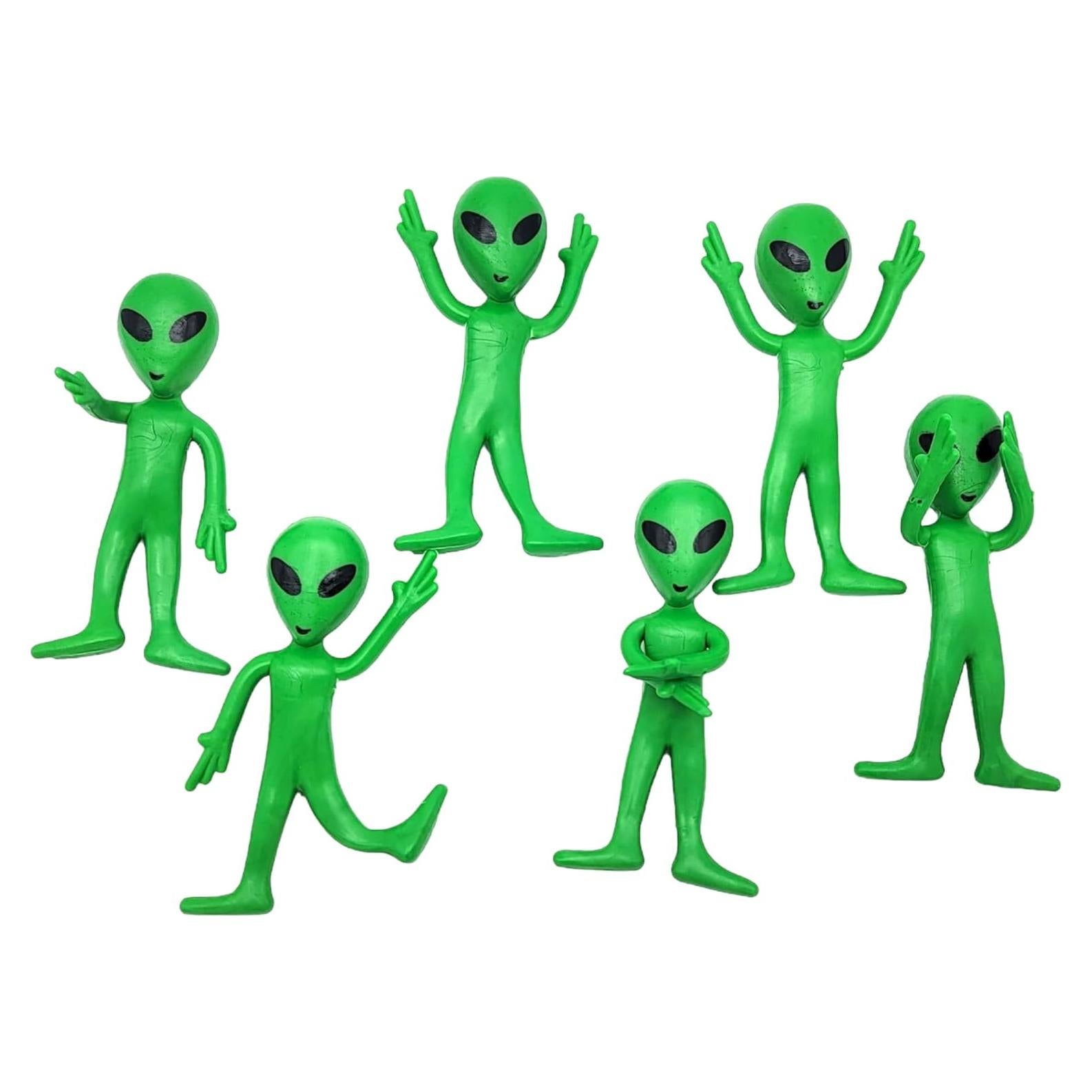 Figuras de Goma Flexibles Alien Verde ZU - Paquete de 12