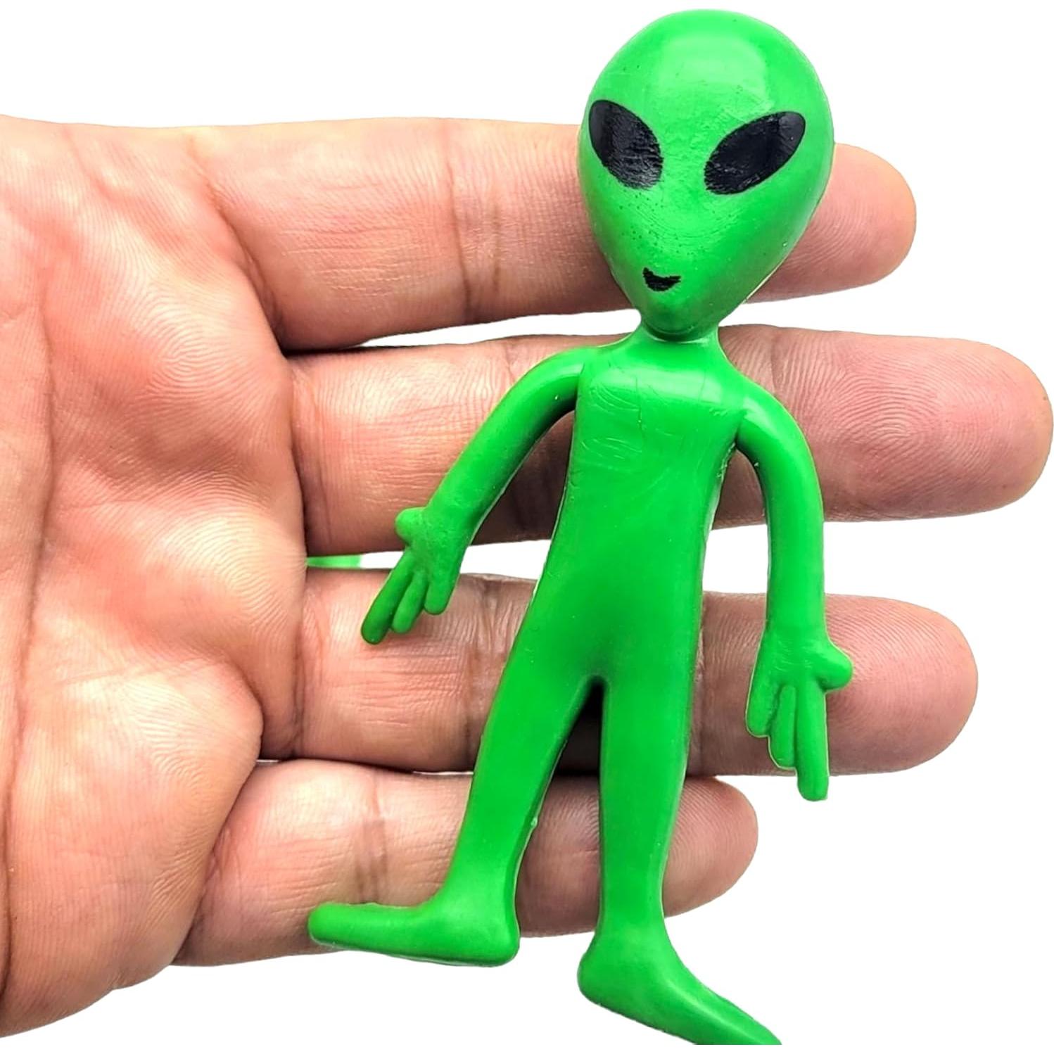 Figuras de Goma Flexibles Alien Verde ZU - Paquete de 12