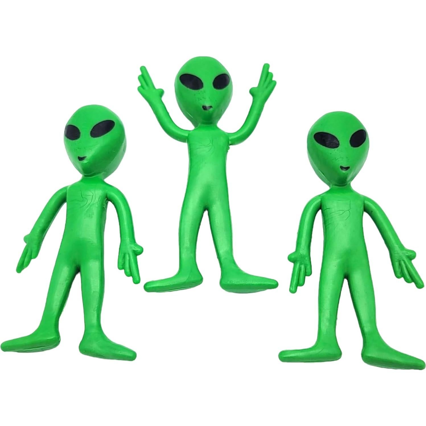 Figuras de Goma Flexibles Alien Verde ZU - Paquete de 12