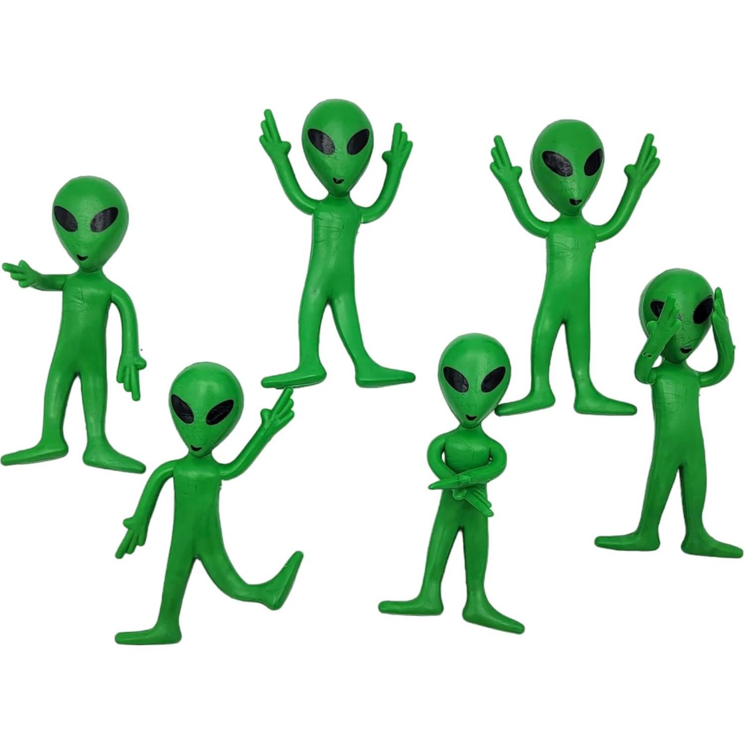 Figuras de Goma Flexibles Alien Verde ZU - Paquete de 12