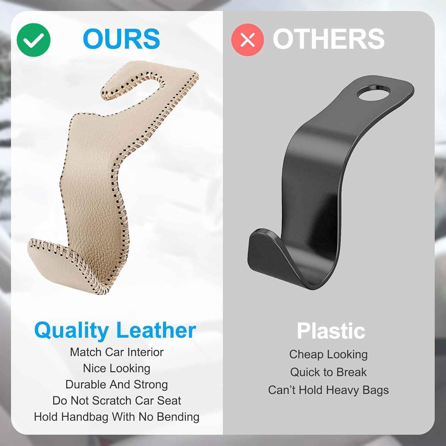 Ganchos de Almacenamiento para Coche EldHus Beige - Paquete de 2