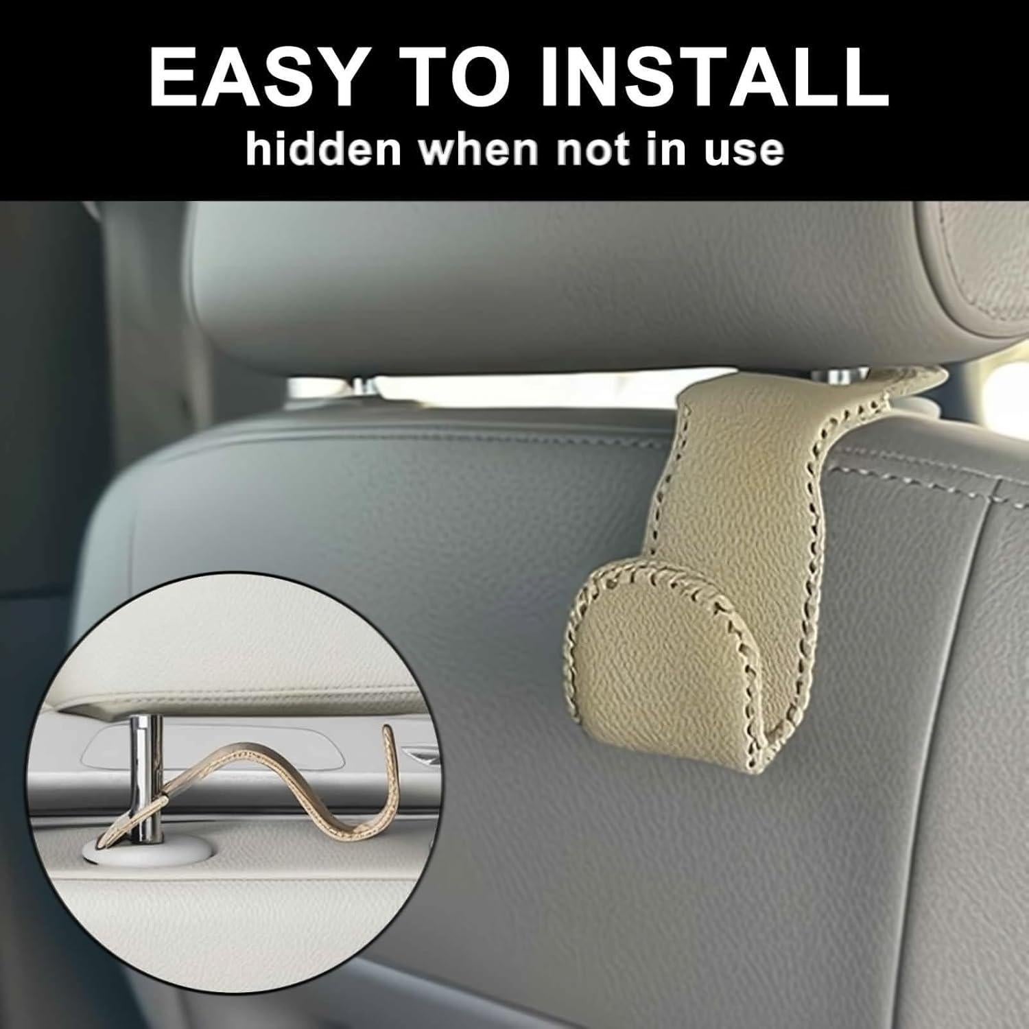 Ganchos de Almacenamiento para Coche EldHus Beige - Paquete de 2