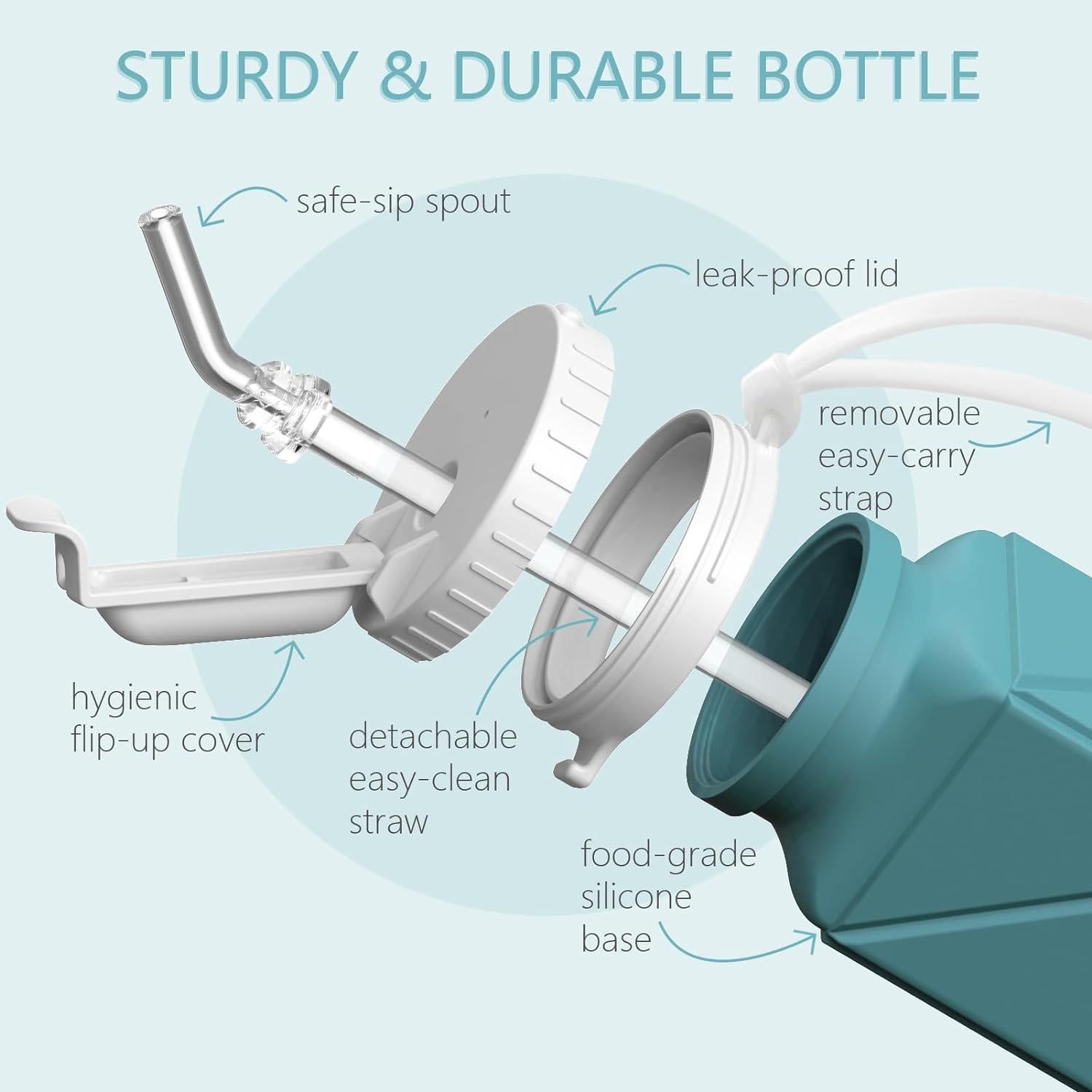 Botellas de Agua Plegables BEAUTAIL 610 ml 2 Piezas Negro y Azul