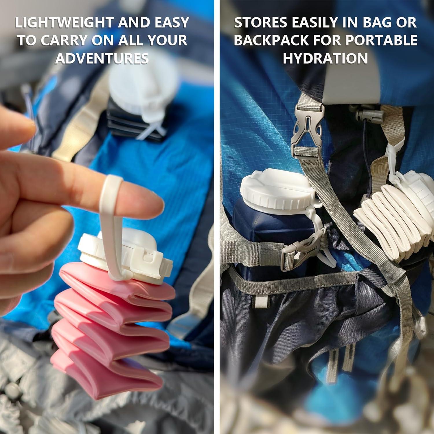 Botellas de Agua Plegables BEAUTAIL 610 ml 2 Piezas Negro y Azul