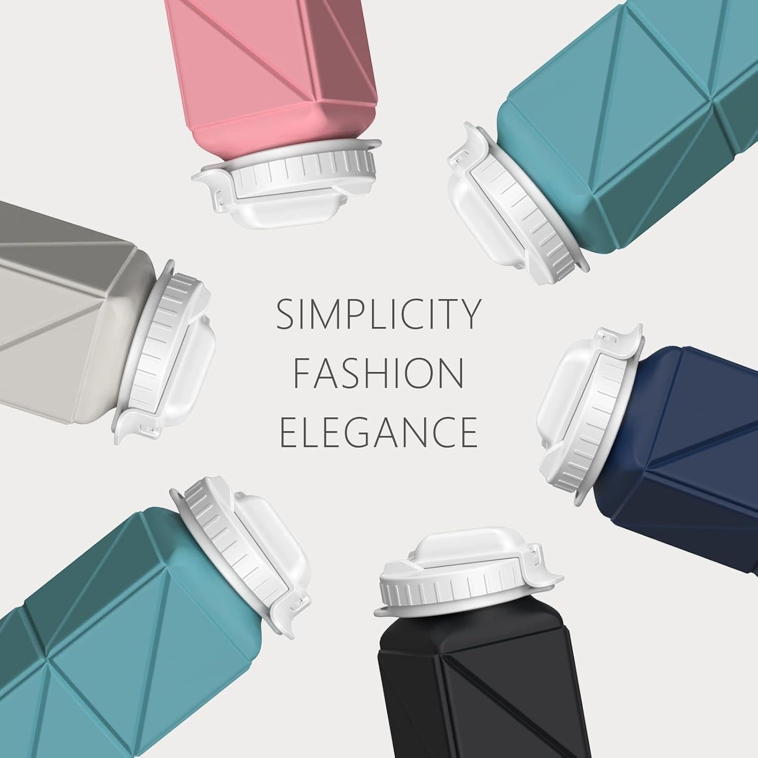 Botellas de Agua Plegables BEAUTAIL 610 ml 2 Piezas Negro y Azul