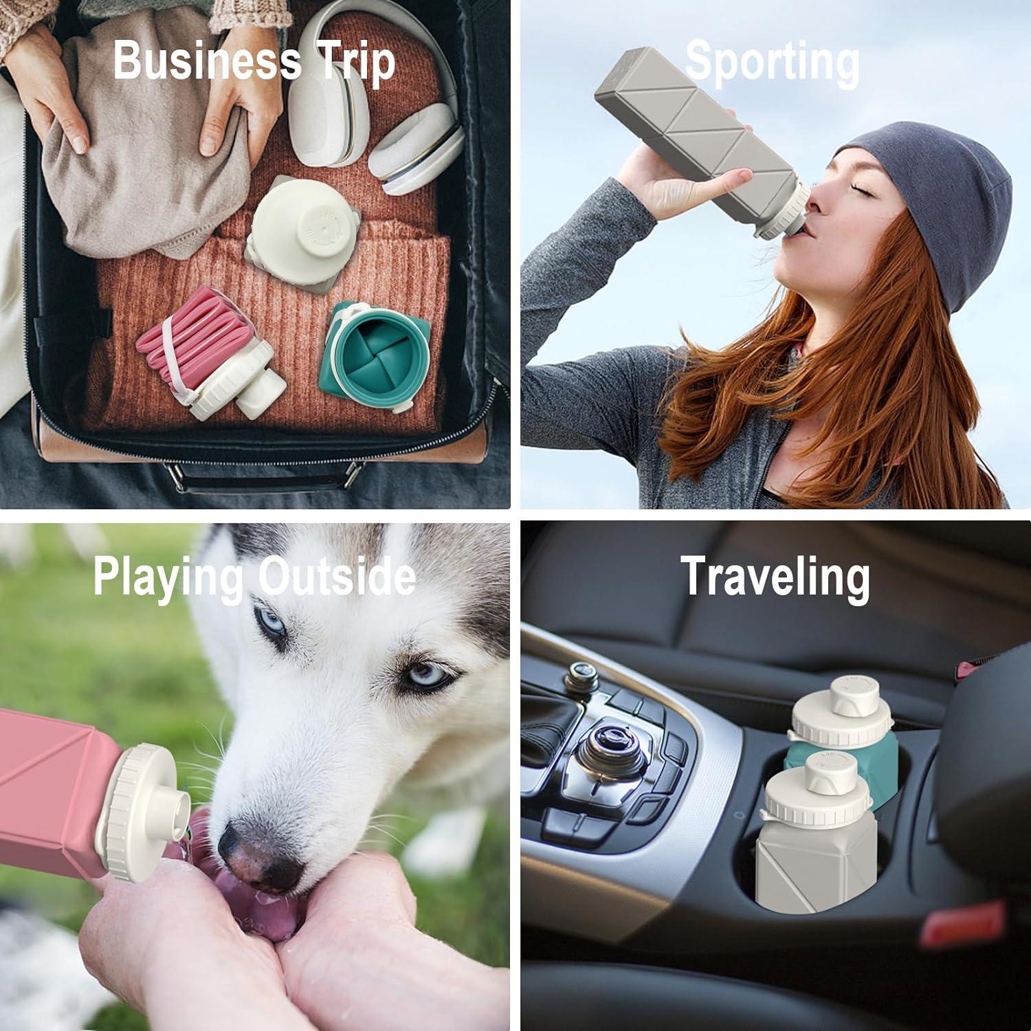 Botellas de Agua Plegables BEAUTAIL 610 ml 2 Piezas Negro y Azul