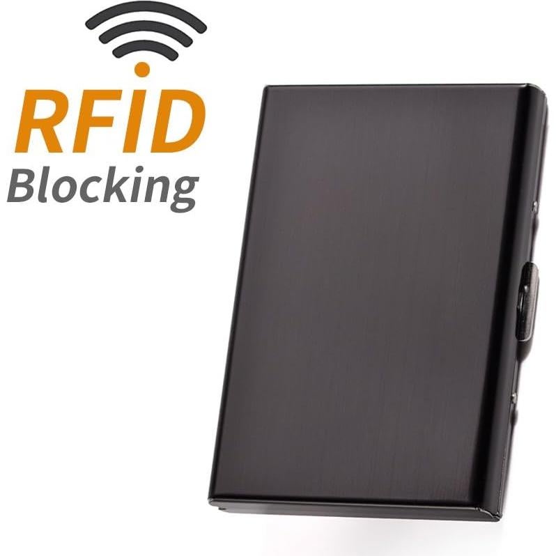 Portatarjetas de Crédito EASTNIGHTS Acero Inoxidable RFID Negro