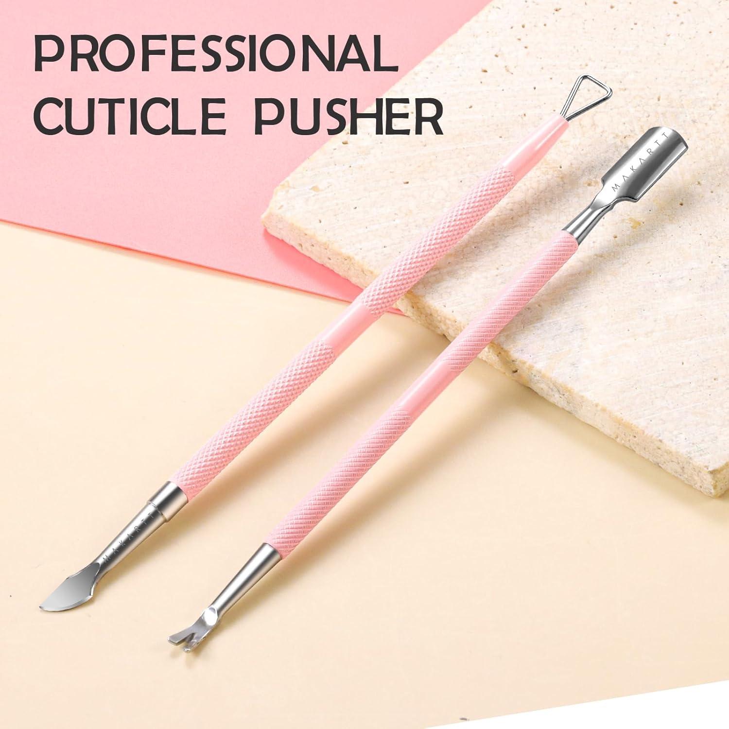Kit de Empujadores de Cutículas Makartt 2 Pcs Acero Inoxidable