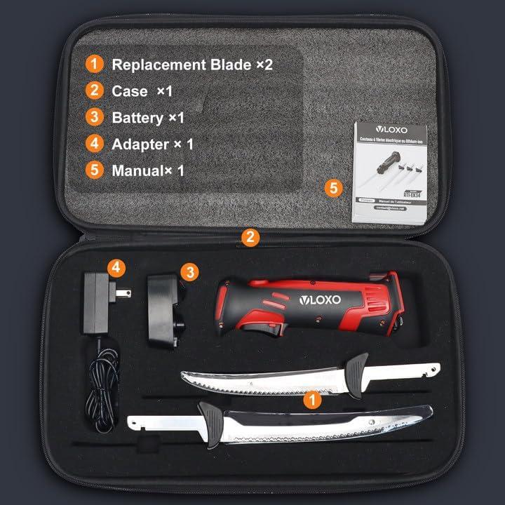 Cuchillo Eléctrico VLOXO para Filetear Pescado Inalámbrico