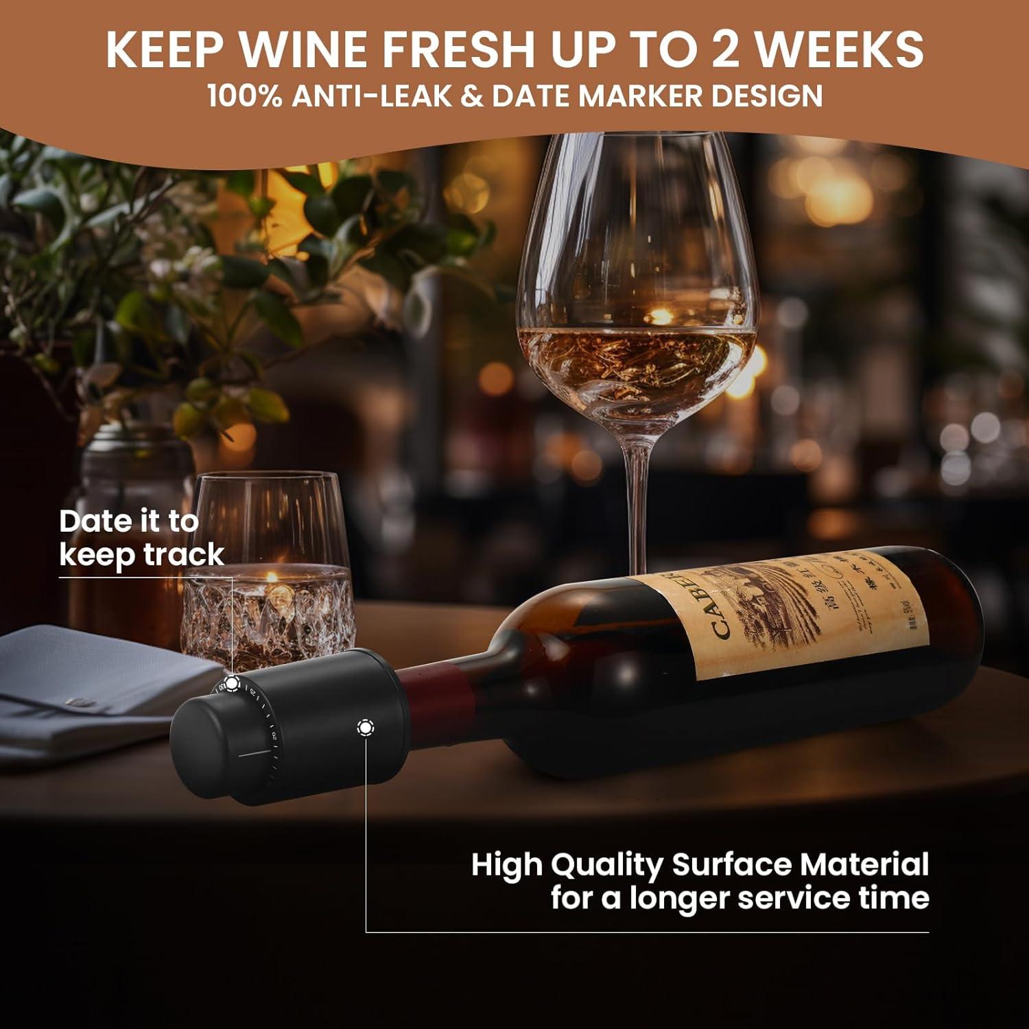 Abridor de Vino Eléctrico Recargable BLUBYEES 4-en-1 Negro/Dorado