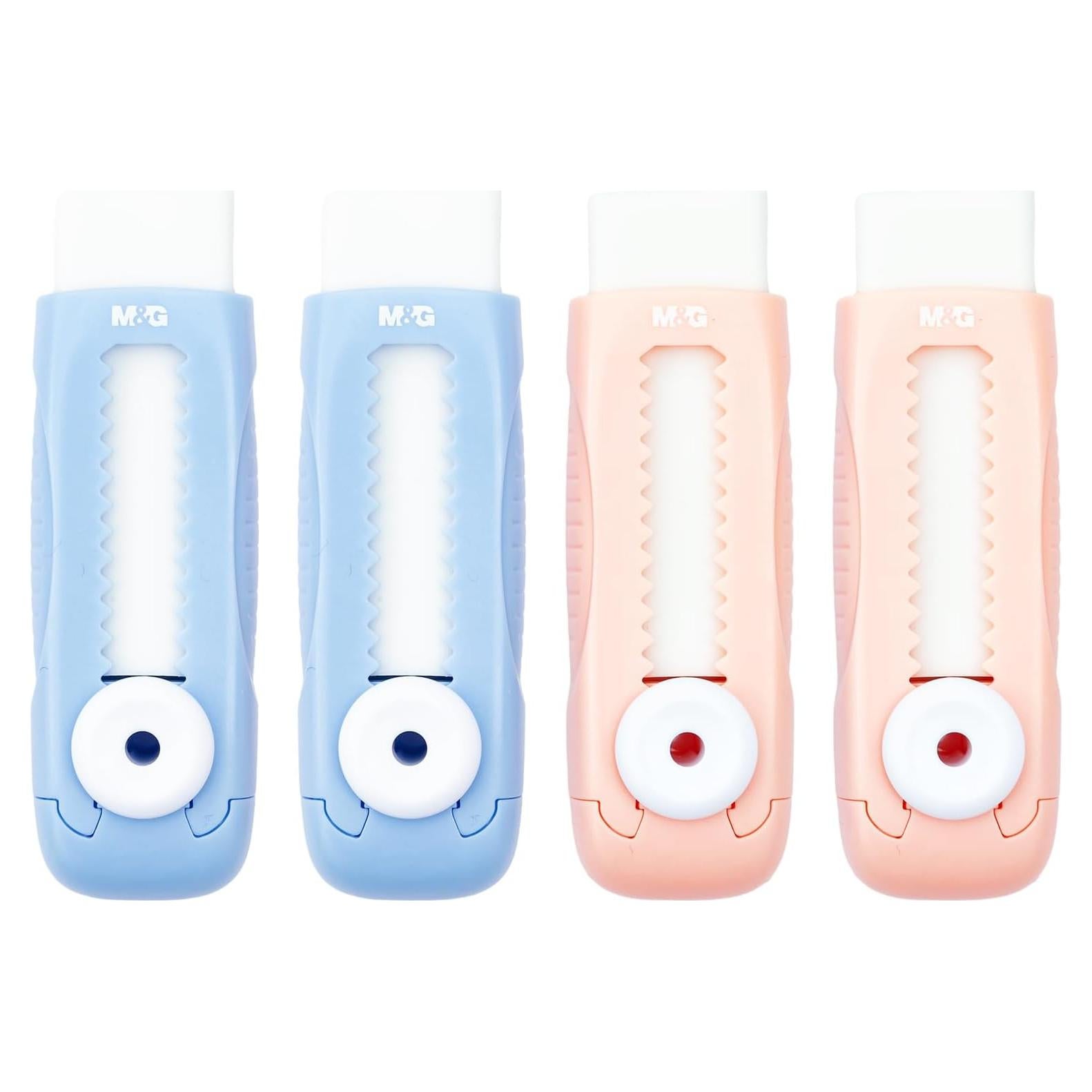 Gomas de Borrar Retráctiles M&G - Set de 4 Unidades Azul/Rosa