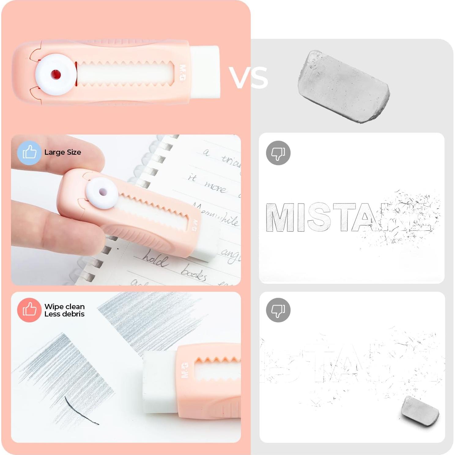 Gomas de Borrar Retráctiles M&G - Set de 4 Unidades Azul/Rosa