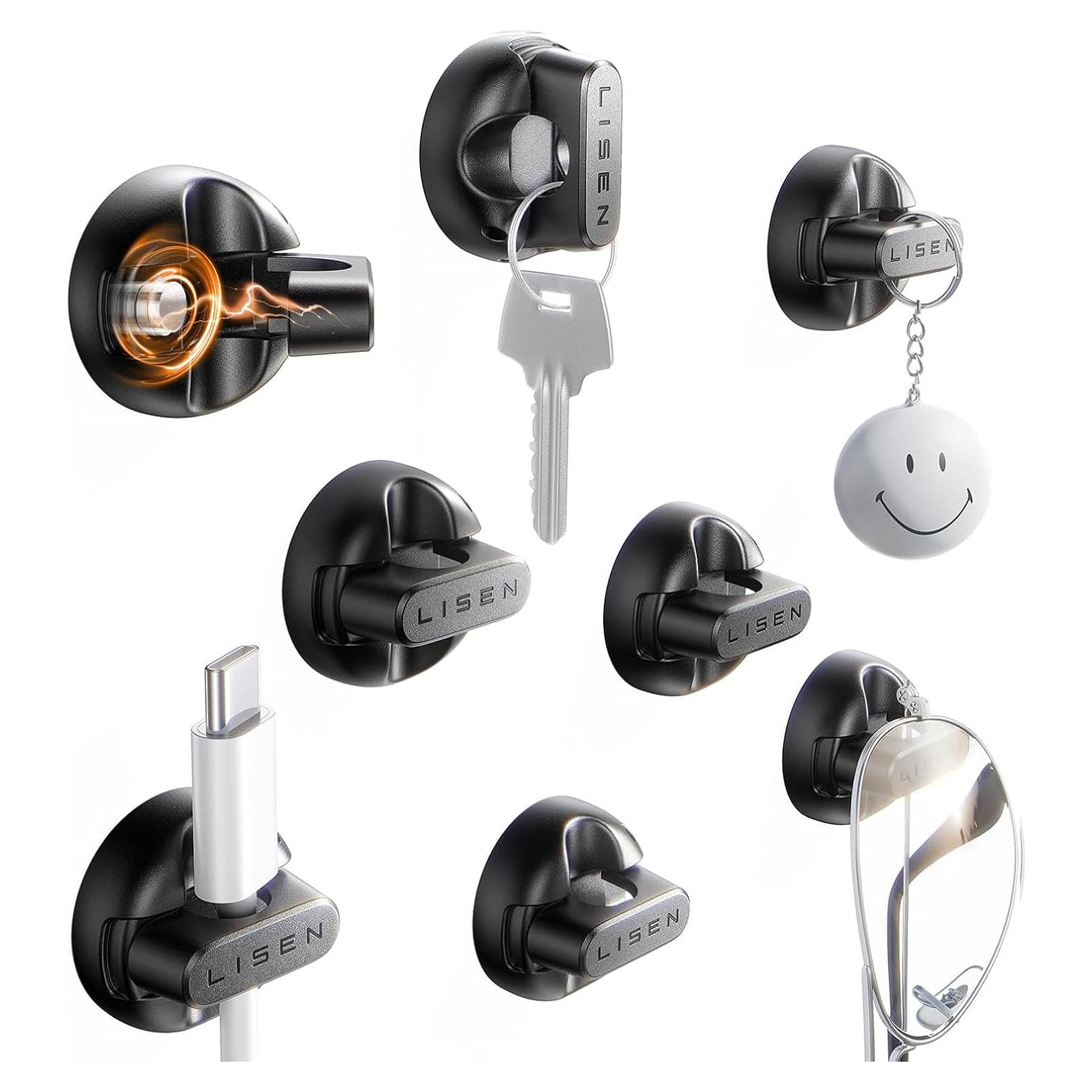 Clips Magnéticos para Cables LISEN - Paquete de 8, Adhesivo Fuerte