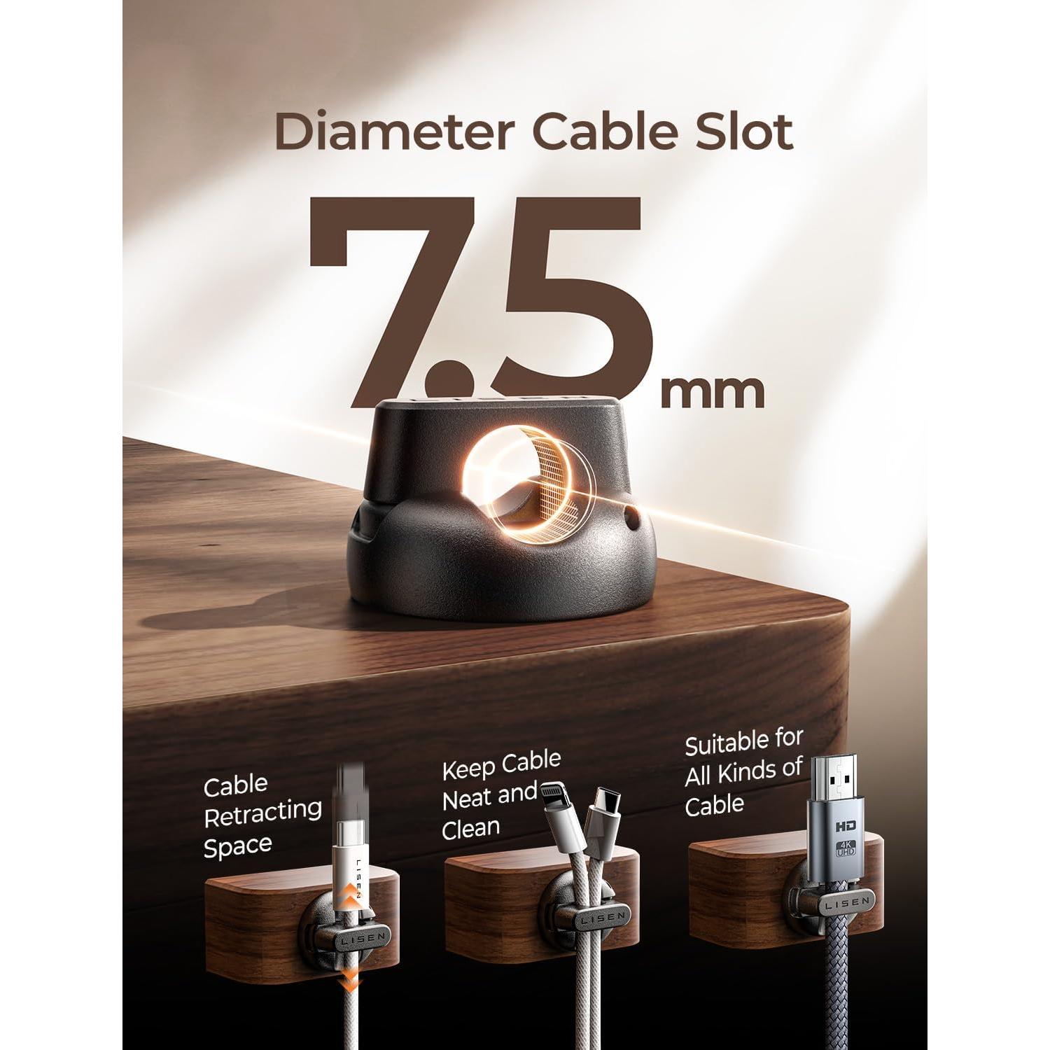 Clips Magnéticos para Cables LISEN - Paquete de 8, Adhesivo Fuerte