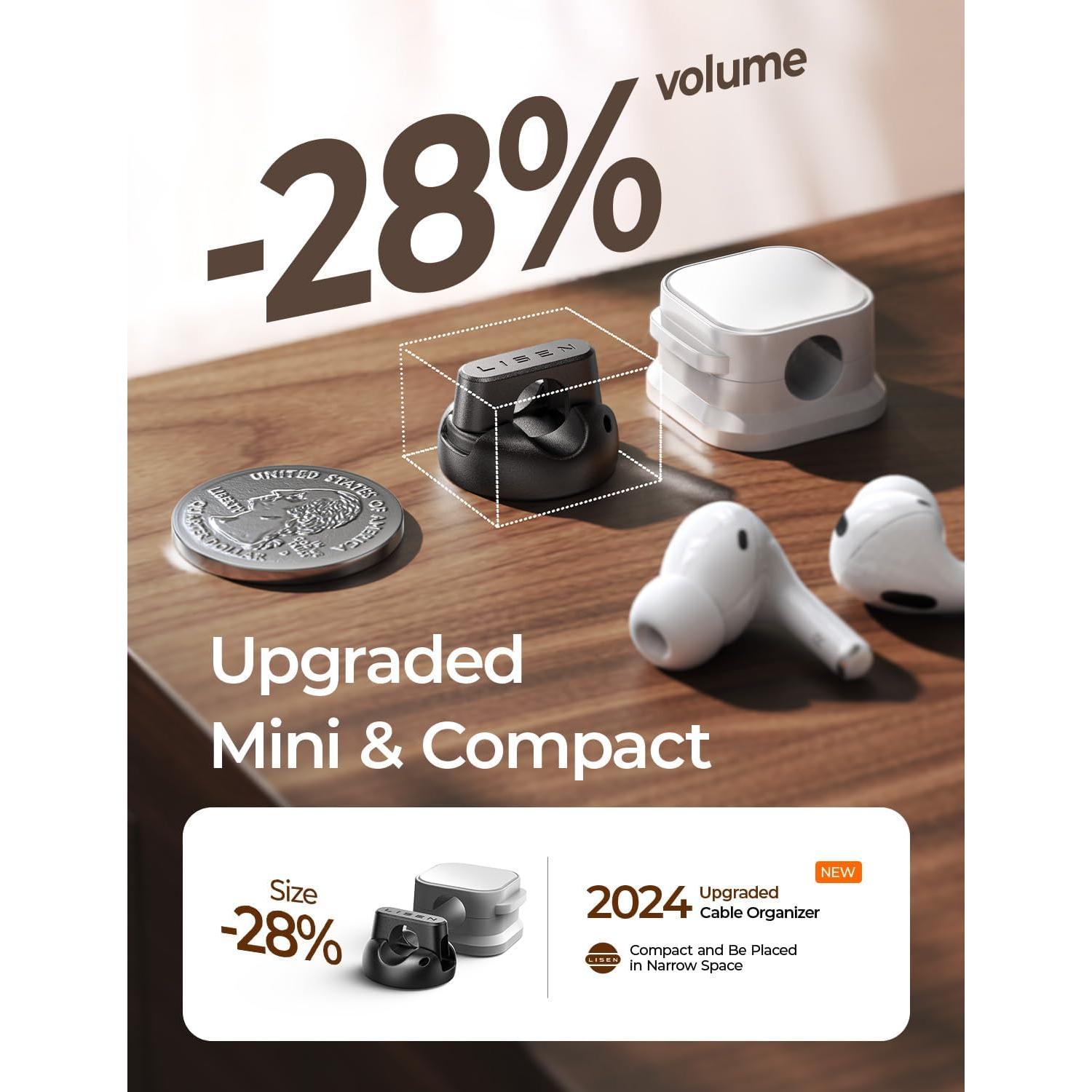 Clips Magnéticos para Cables LISEN - Paquete de 8, Adhesivo Fuerte